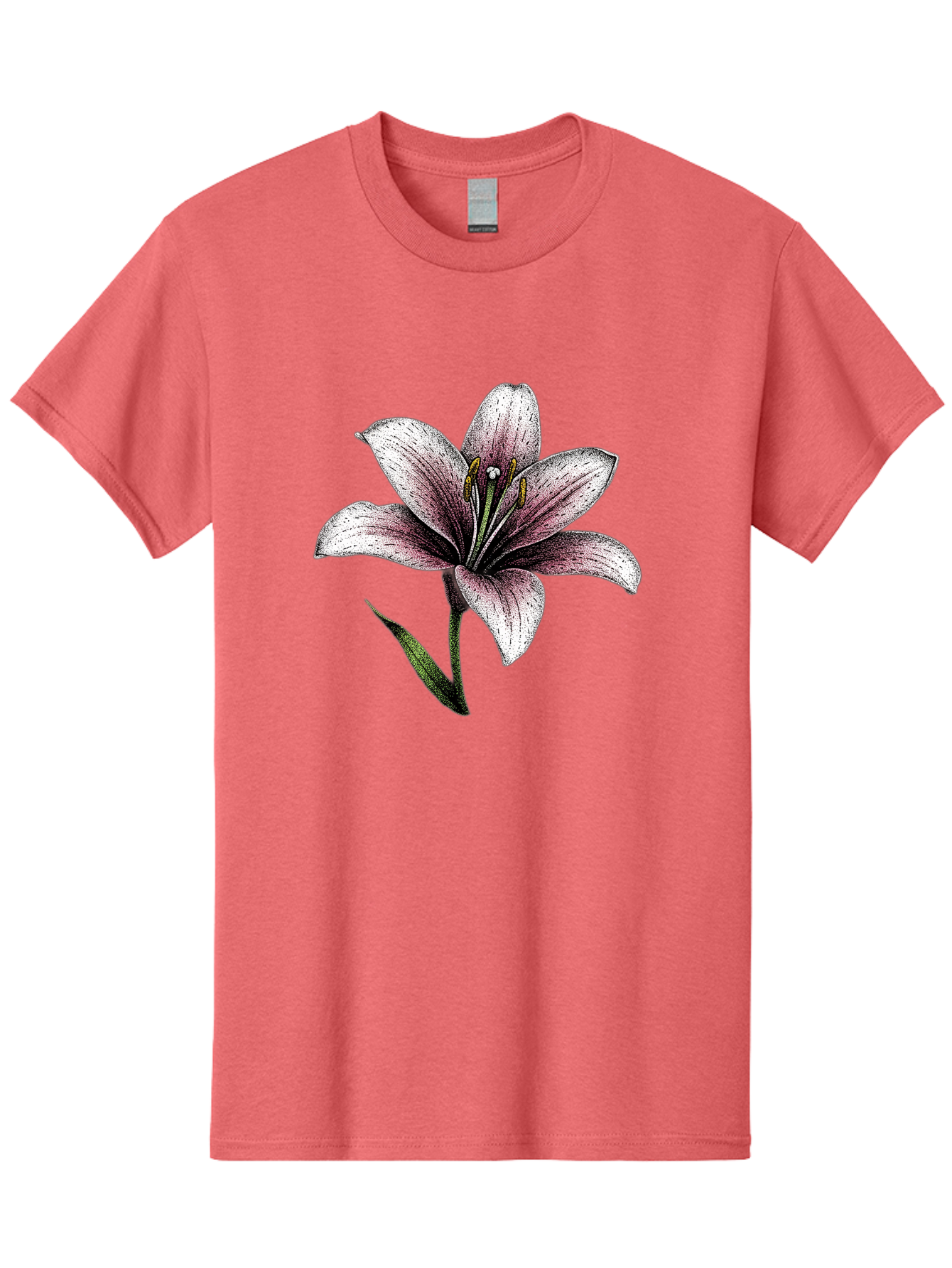 Lily-1 Men'S Graphic Tee, 100% Cotton, Comfortable Casual Summer Wear, Machine Washable, Lily Flower, Elegant Bloom, White And Purple Petals, Botanical Illustration, Delicate Stamens, Floral Beauty, Vintage Art, Flower Drawing Baa921 5