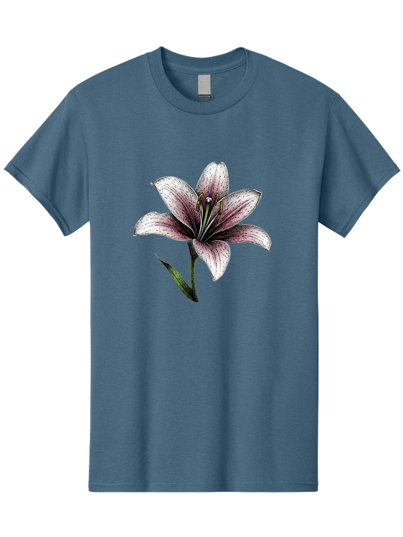 Lily-1 Men'S Graphic Tee, 100% Cotton, Comfortable Casual Summer Wear, Machine Washable, Lily Flower, Elegant Bloom, White And Purple Petals, Botanical Illustration, Delicate Stamens, Floral Beauty, Vintage Art, Flower Drawing Baa921 27