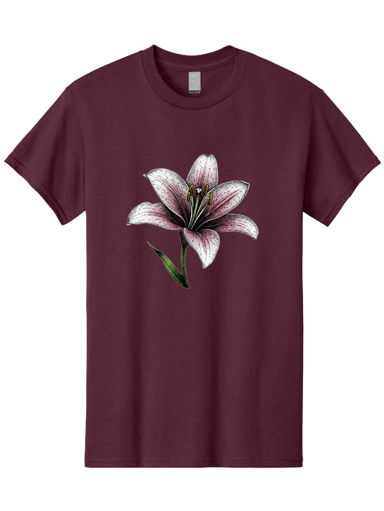 Lily-1 Men'S Graphic Tee, 100% Cotton, Comfortable Casual Summer Wear, Machine Washable, Lily Flower, Elegant Bloom, White And Purple Petals, Botanical Illustration, Delicate Stamens, Floral Beauty, Vintage Art, Flower Drawing Baa921 19