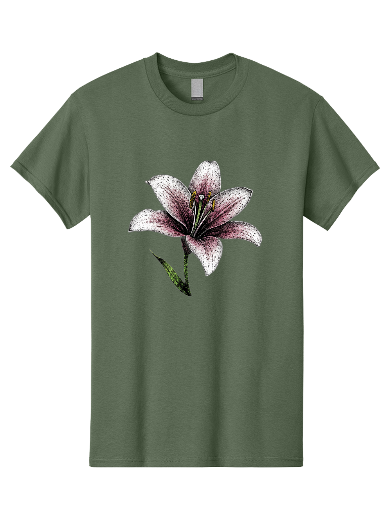 Lily-1 Men'S Graphic Tee, 100% Cotton, Comfortable Casual Summer Wear, Machine Washable, Lily Flower, Elegant Bloom, White And Purple Petals, Botanical Illustration, Delicate Stamens, Floral Beauty, Vintage Art, Flower Drawing Baa921 7