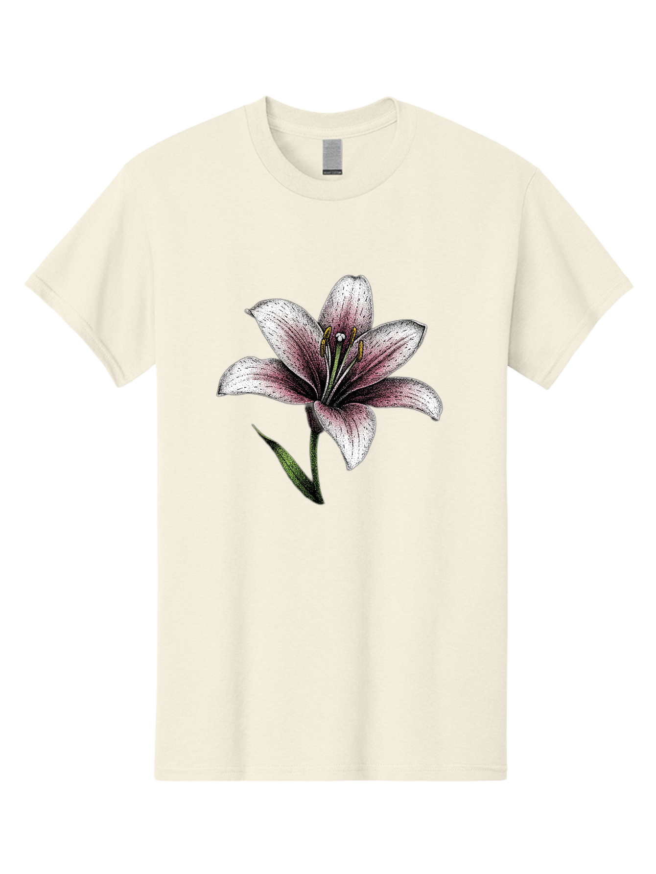 Lily-1 Men'S Graphic Tee, 100% Cotton, Comfortable Casual Summer Wear, Machine Washable, Lily Flower, Elegant Bloom, White And Purple Petals, Botanical Illustration, Delicate Stamens, Floral Beauty, Vintage Art, Flower Drawing Baa921 3