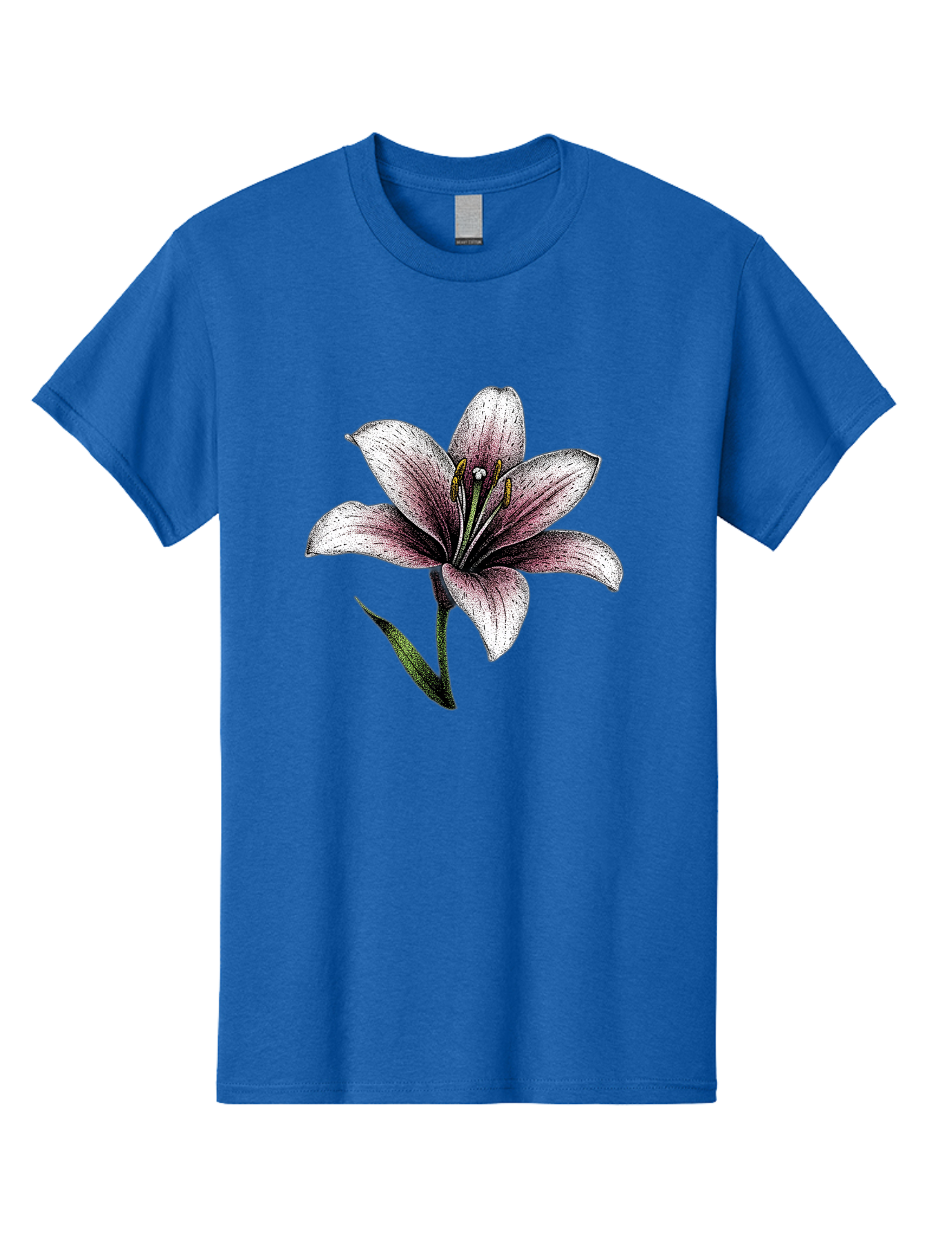 Lily-1 Men'S Graphic Tee, 100% Cotton, Comfortable Casual Summer Wear, Machine Washable, Lily Flower, Elegant Bloom, White And Purple Petals, Botanical Illustration, Delicate Stamens, Floral Beauty, Vintage Art, Flower Drawing Baa921 13