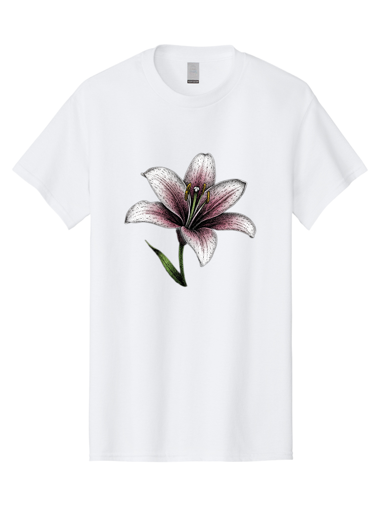 Lily-1 Men'S Graphic Tee, 100% Cotton, Comfortable Casual Summer Wear, Machine Washable, Lily Flower, Elegant Bloom, White And Purple Petals, Botanical Illustration, Delicate Stamens, Floral Beauty, Vintage Art, Flower Drawing Baa921 1