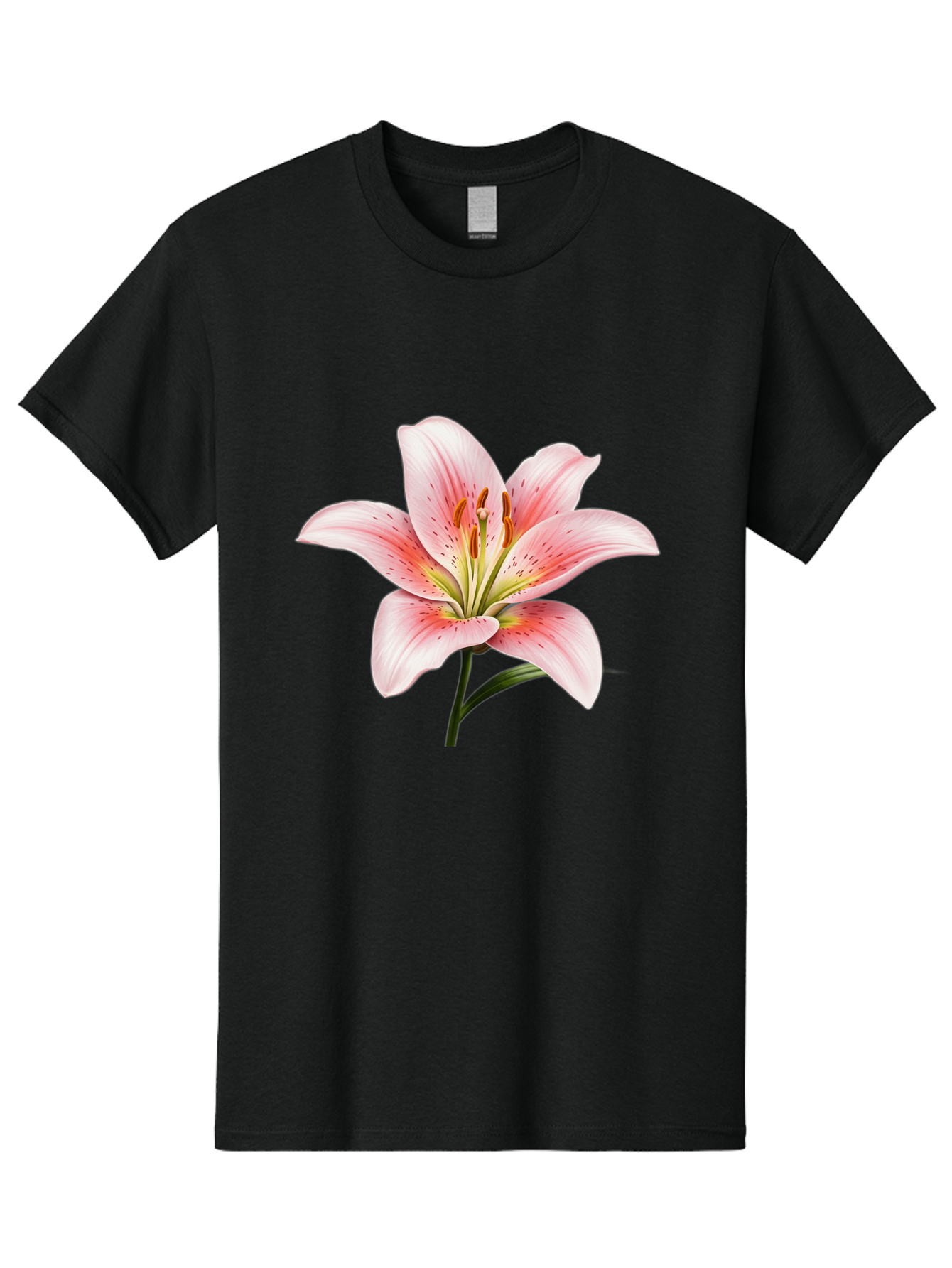 Lily Men'S Graphic Tee, 100% Cotton, Comfortable Casual Summer Wear, Machine Washable, Pink Lily, Floral Beauty, Delicate Petals, Yellow Stamens, Botanical Art, Flower Illustration, Soft Pink Hues, Elegant Bloom Baa922 13