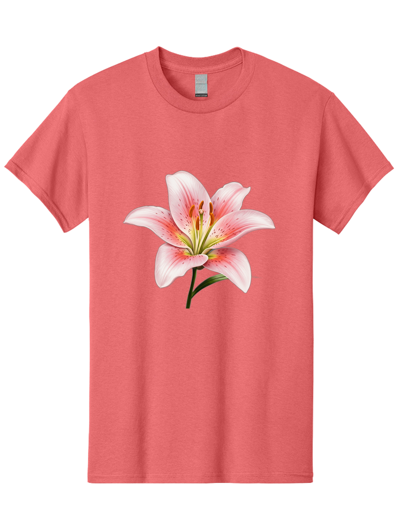 Lily Men'S Graphic Tee, 100% Cotton, Comfortable Casual Summer Wear, Machine Washable, Pink Lily, Floral Beauty, Delicate Petals, Yellow Stamens, Botanical Art, Flower Illustration, Soft Pink Hues, Elegant Bloom Baa922 29