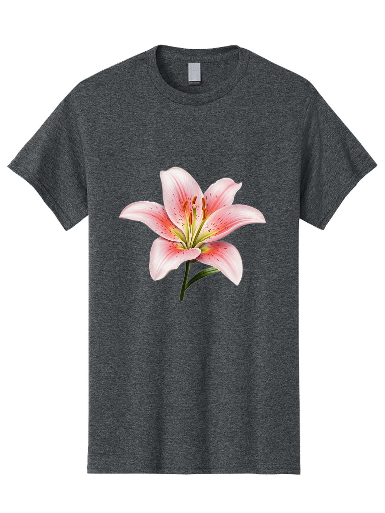 Lily Men'S Graphic Tee, 100% Cotton, Comfortable Casual Summer Wear, Machine Washable, Pink Lily, Floral Beauty, Delicate Petals, Yellow Stamens, Botanical Art, Flower Illustration, Soft Pink Hues, Elegant Bloom Baa922 21