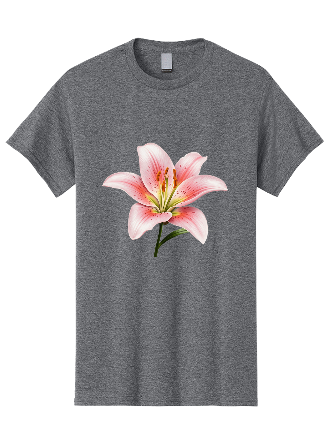 Lily Men'S Graphic Tee, 100% Cotton, Comfortable Casual Summer Wear, Machine Washable, Pink Lily, Floral Beauty, Delicate Petals, Yellow Stamens, Botanical Art, Flower Illustration, Soft Pink Hues, Elegant Bloom Baa922 27