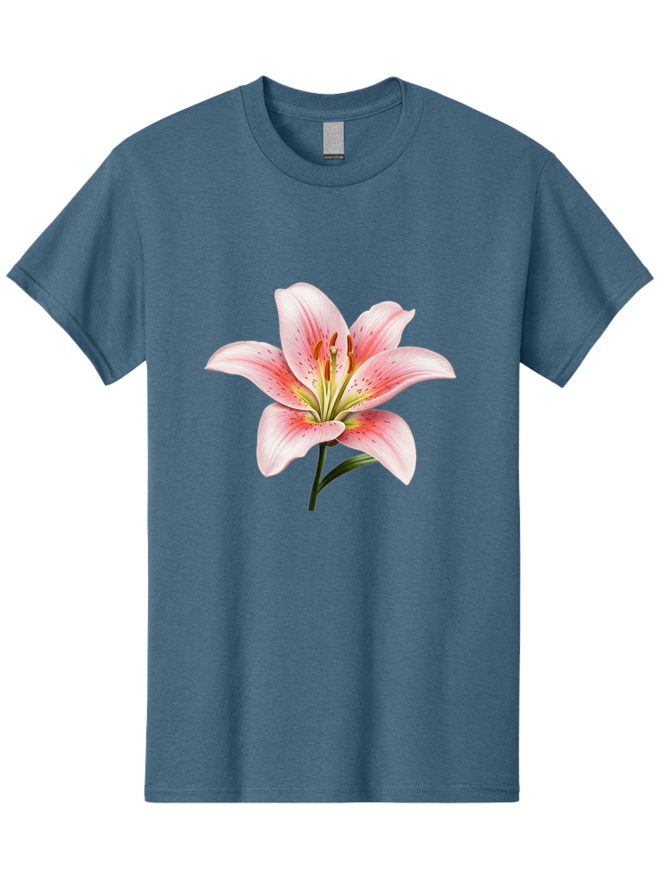 Lily Men'S Graphic Tee, 100% Cotton, Comfortable Casual Summer Wear, Machine Washable, Pink Lily, Floral Beauty, Delicate Petals, Yellow Stamens, Botanical Art, Flower Illustration, Soft Pink Hues, Elegant Bloom Baa922 15