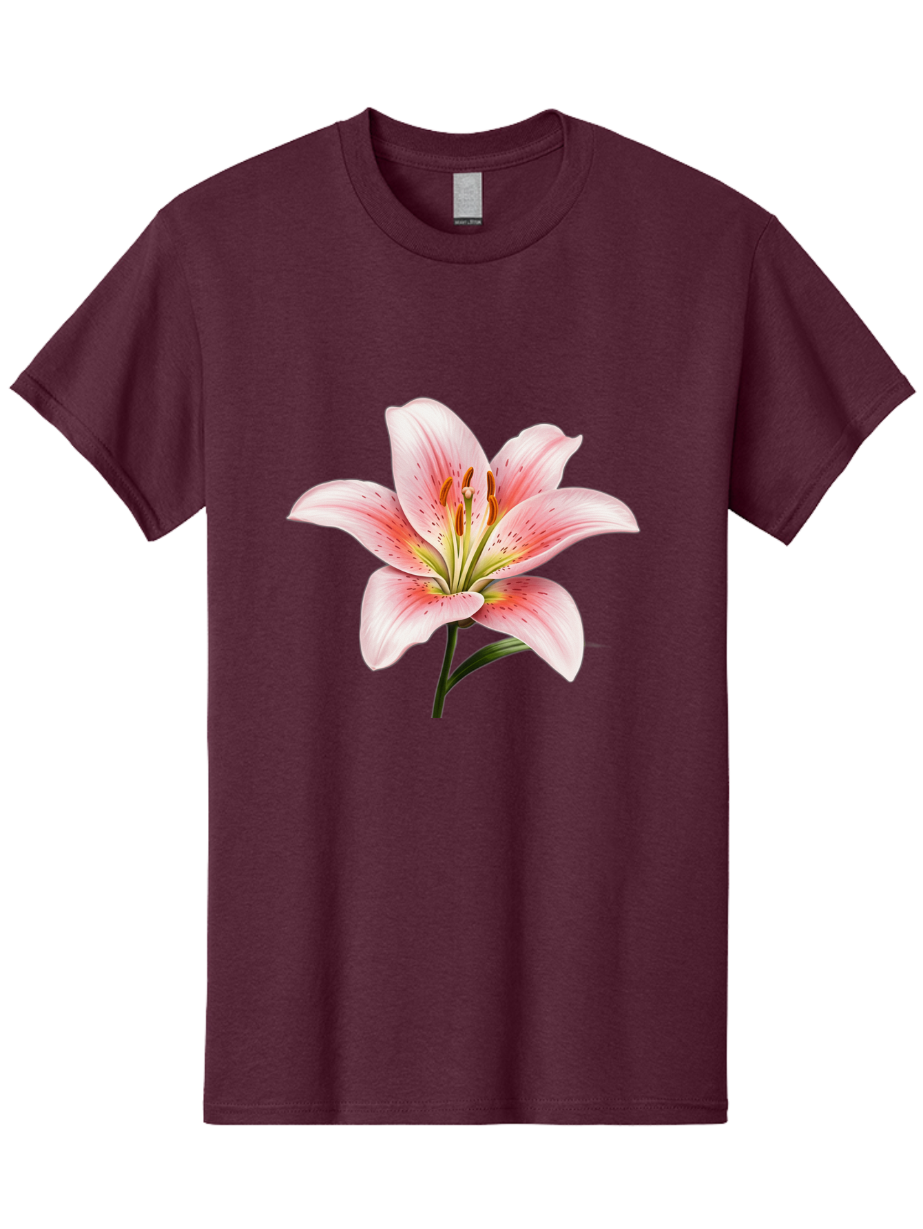 Lily Men'S Graphic Tee, 100% Cotton, Comfortable Casual Summer Wear, Machine Washable, Pink Lily, Floral Beauty, Delicate Petals, Yellow Stamens, Botanical Art, Flower Illustration, Soft Pink Hues, Elegant Bloom Baa922 25