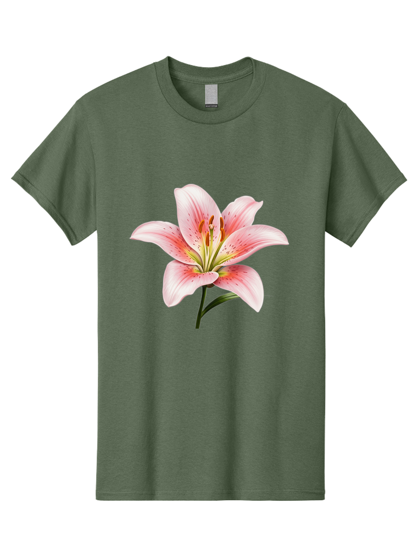Lily Men'S Graphic Tee, 100% Cotton, Comfortable Casual Summer Wear, Machine Washable, Pink Lily, Floral Beauty, Delicate Petals, Yellow Stamens, Botanical Art, Flower Illustration, Soft Pink Hues, Elegant Bloom Baa922 19