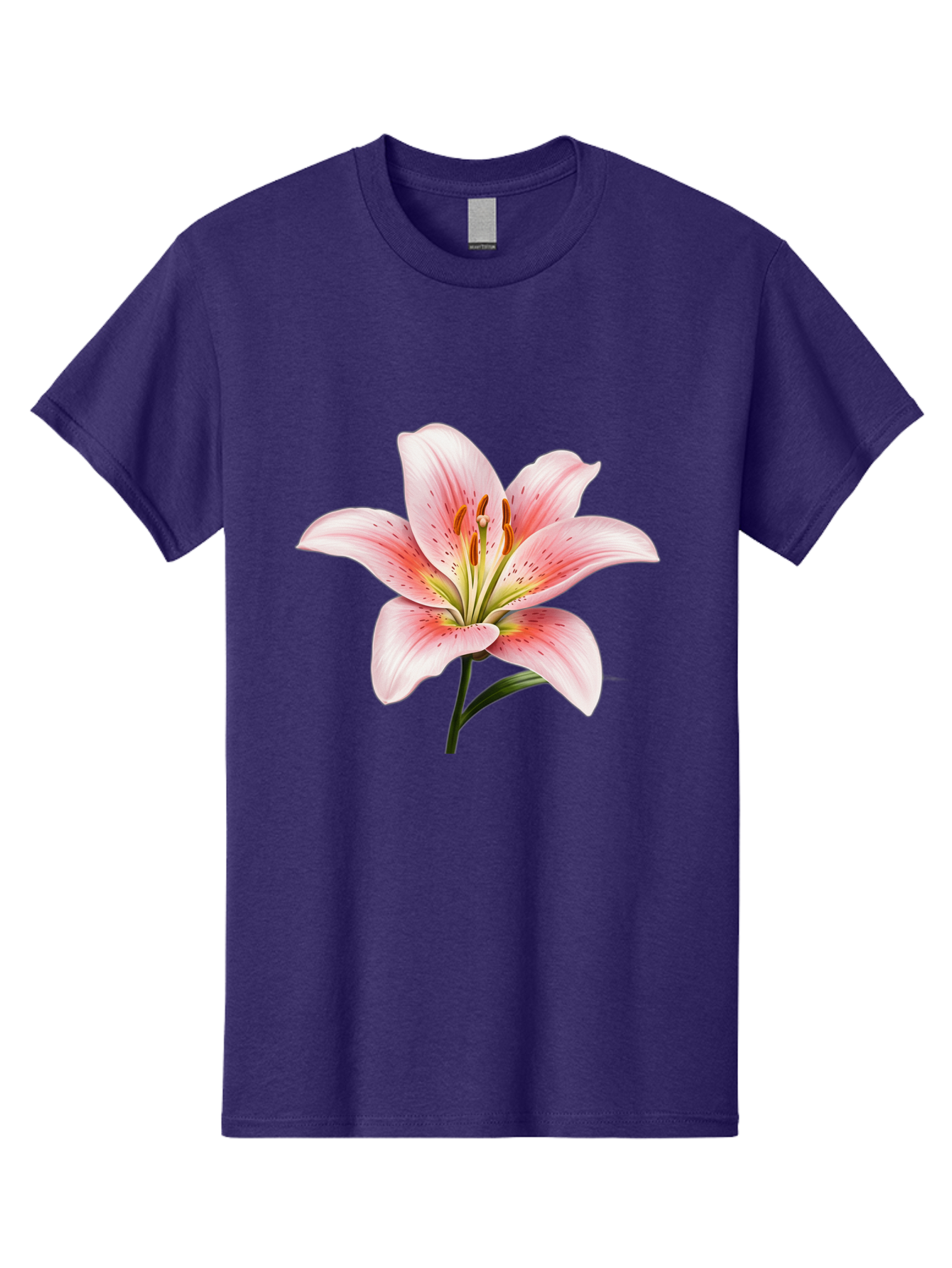 Lily Men'S Graphic Tee, 100% Cotton, Comfortable Casual Summer Wear, Machine Washable, Pink Lily, Floral Beauty, Delicate Petals, Yellow Stamens, Botanical Art, Flower Illustration, Soft Pink Hues, Elegant Bloom Baa922 7