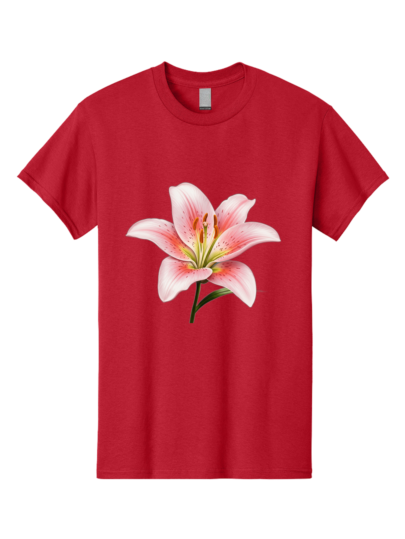Lily Men'S Graphic Tee, 100% Cotton, Comfortable Casual Summer Wear, Machine Washable, Pink Lily, Floral Beauty, Delicate Petals, Yellow Stamens, Botanical Art, Flower Illustration, Soft Pink Hues, Elegant Bloom Baa922 9