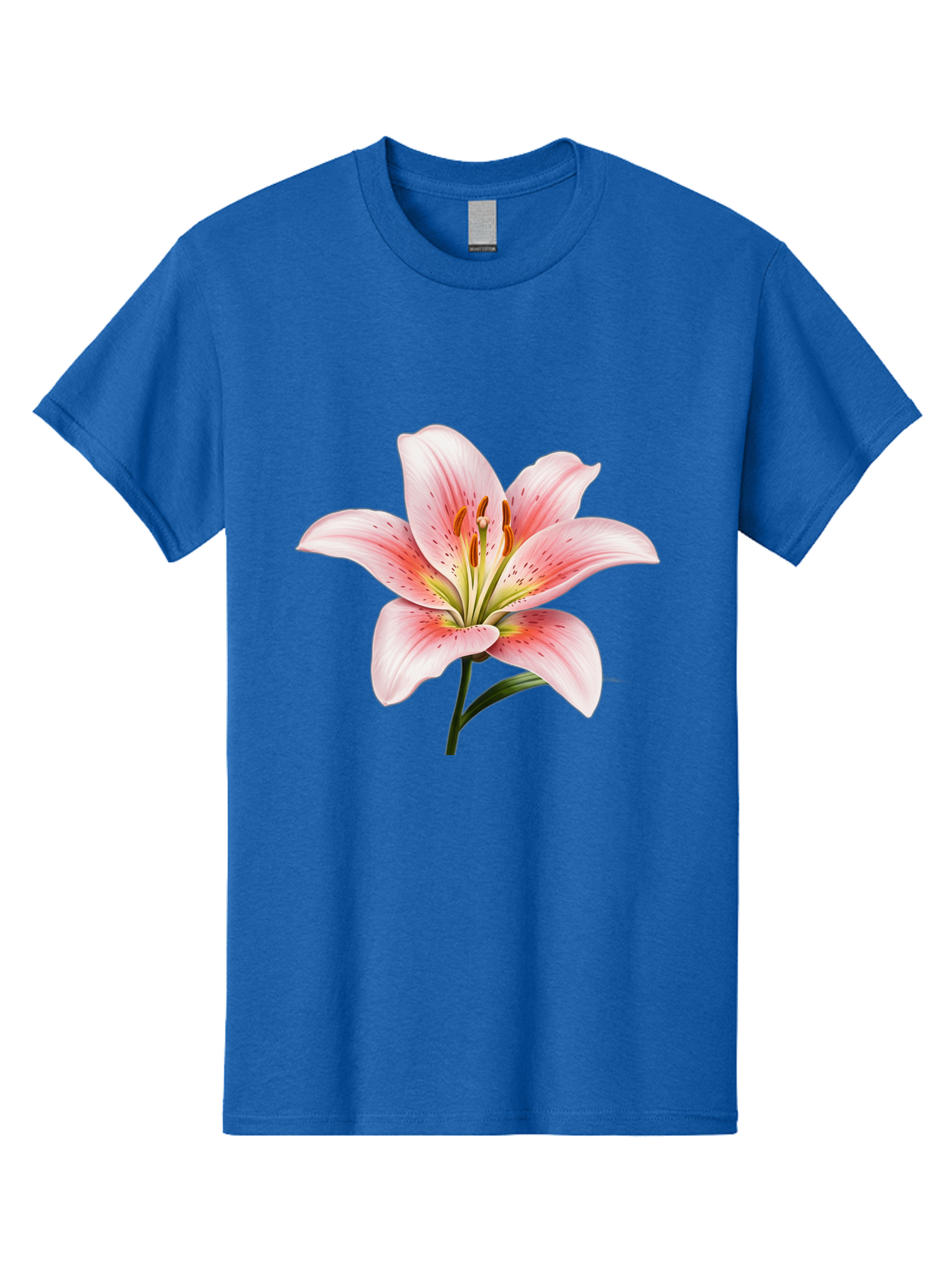 Lily Men'S Graphic Tee, 100% Cotton, Comfortable Casual Summer Wear, Machine Washable, Pink Lily, Floral Beauty, Delicate Petals, Yellow Stamens, Botanical Art, Flower Illustration, Soft Pink Hues, Elegant Bloom Baa922 5