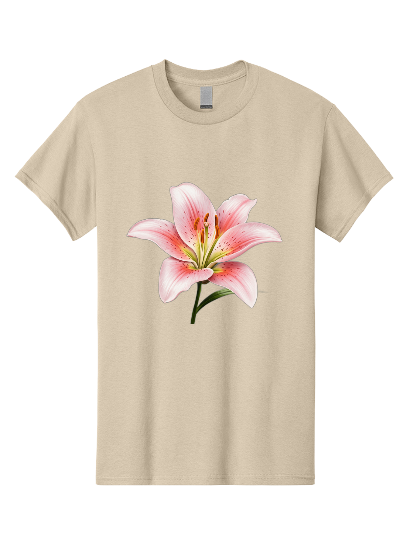 Lily Men'S Graphic Tee, 100% Cotton, Comfortable Casual Summer Wear, Machine Washable, Pink Lily, Floral Beauty, Delicate Petals, Yellow Stamens, Botanical Art, Flower Illustration, Soft Pink Hues, Elegant Bloom Baa922 23