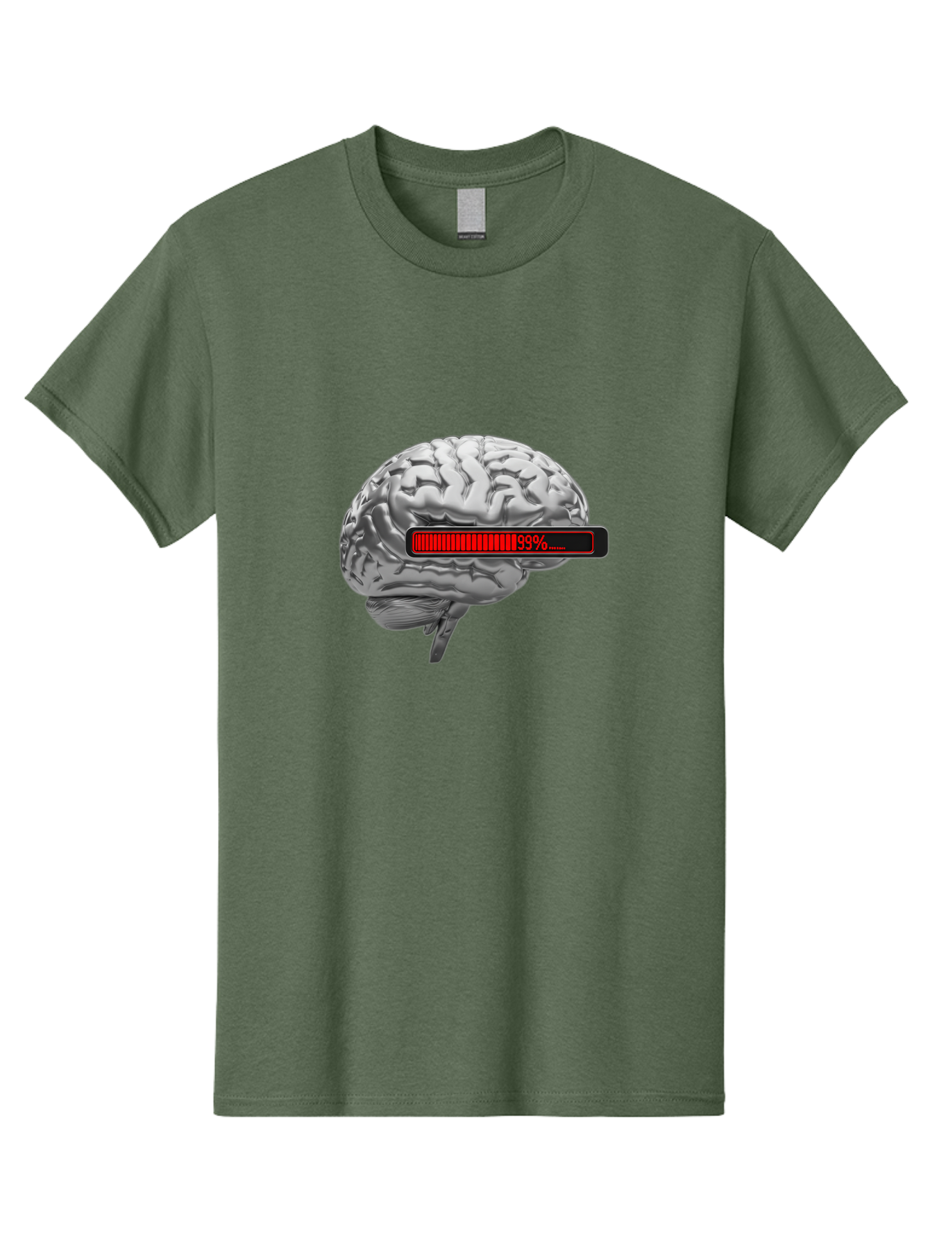 Loading-Brain-1 Men'S Graphic Tee, 100% Cotton, Comfortable Casual Summer Wear, Machine Washable, Human Brain, Loading Bar, Progress Indicator, 99% Complete, Grey Brain, Futuristic Concept, Technology Integration, Cognitive Processing, Baa924 23