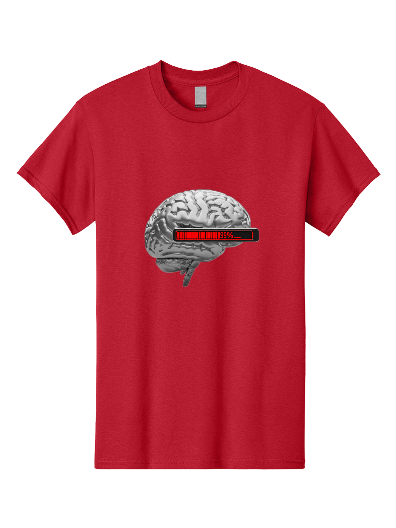 Loading-Brain-1 Men'S Graphic Tee, 100% Cotton, Comfortable Casual Summer Wear, Machine Washable, Human Brain, Loading Bar, Progress Indicator, 99% Complete, Grey Brain, Futuristic Concept, Technology Integration, Cognitive Processing, Baa924 21