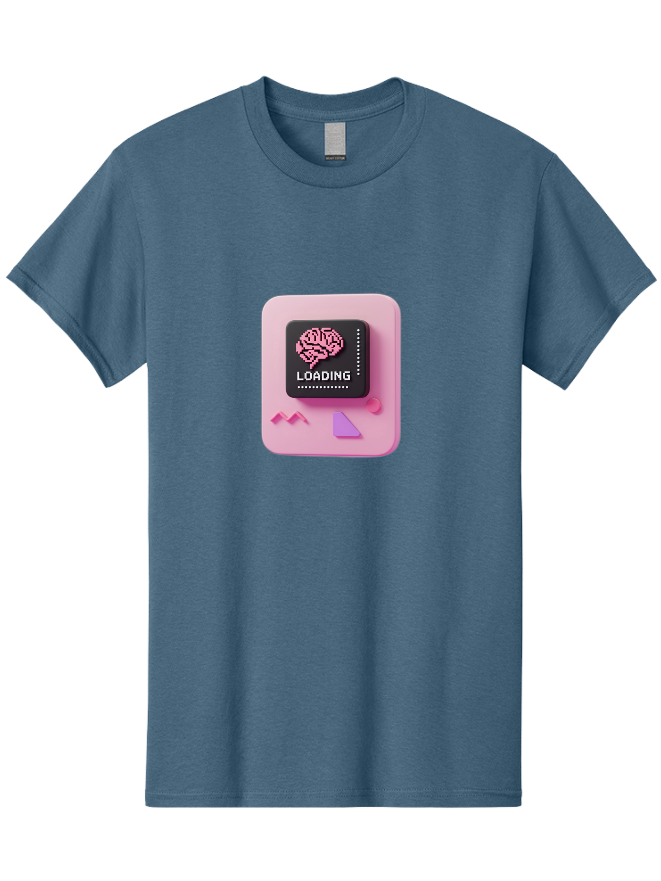 Loading Men'S Graphic Tee, 100% Cotton, Comfortable Casual Summer Wear, Machine Washable, Brain Loading, Progress Bar, Digital Brain, Artificial Intelligence, Cognitive Processing, Neural Network, Tech Icon, Futuristic Design, 3D Rendering, Baa926 1