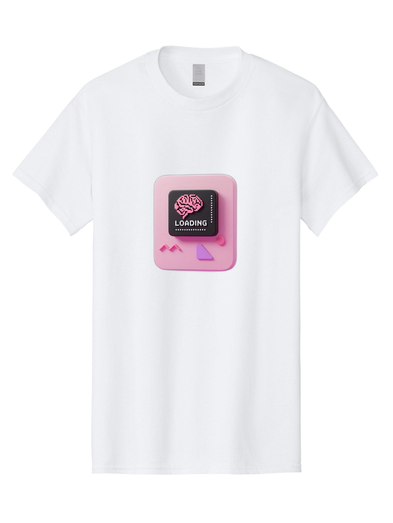 Loading Men'S Graphic Tee, 100% Cotton, Comfortable Casual Summer Wear, Machine Washable, Brain Loading, Progress Bar, Digital Brain, Artificial Intelligence, Cognitive Processing, Neural Network, Tech Icon, Futuristic Design, 3D Rendering, Baa926 17