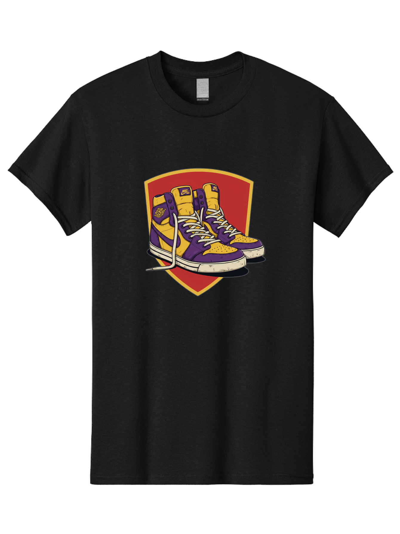 Los-Angeles-Lakers Men'S Graphic Tee, 100% Cotton, Comfortable Casual Summer Wear, Machine Washable, Purple And Yellow Air Jordan Sneakers, Nike Logo, Yellow And Purple Color Scheme, White Laces, Athletic Footwear, Sports Shoes, Baa928 25