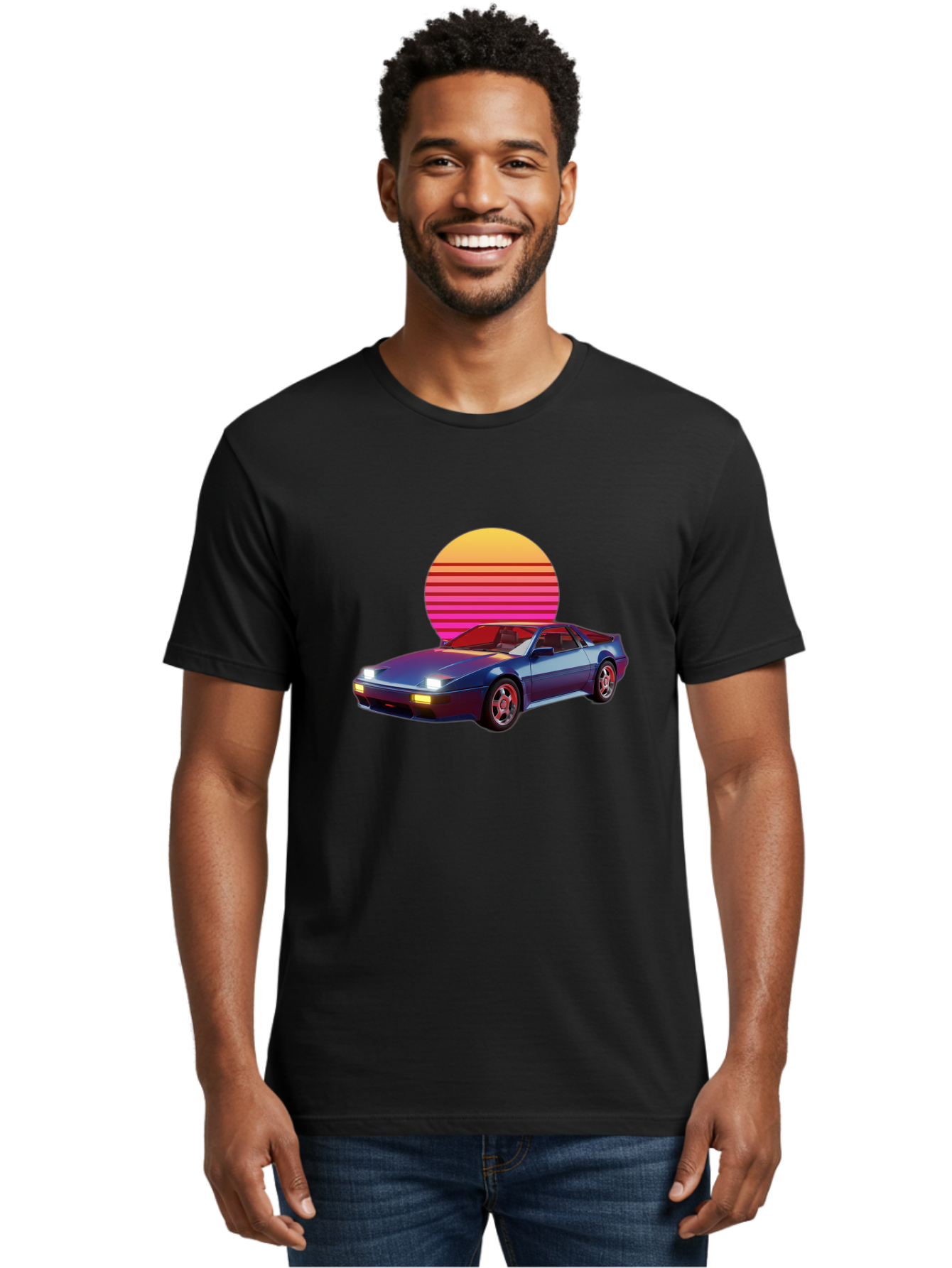 Lotus-Esprit Men'S Graphic Tee, 100% Cotton, Comfortable Casual Summer Wear, Machine Washable, Nissan 280Zx, Retro Futuristic Car, Sports Car, Vintage Automobile, Synthwave Art, Neon Lights, Gradient Sun, Retro Aesthetic, Synthwave Style Baa929 14
