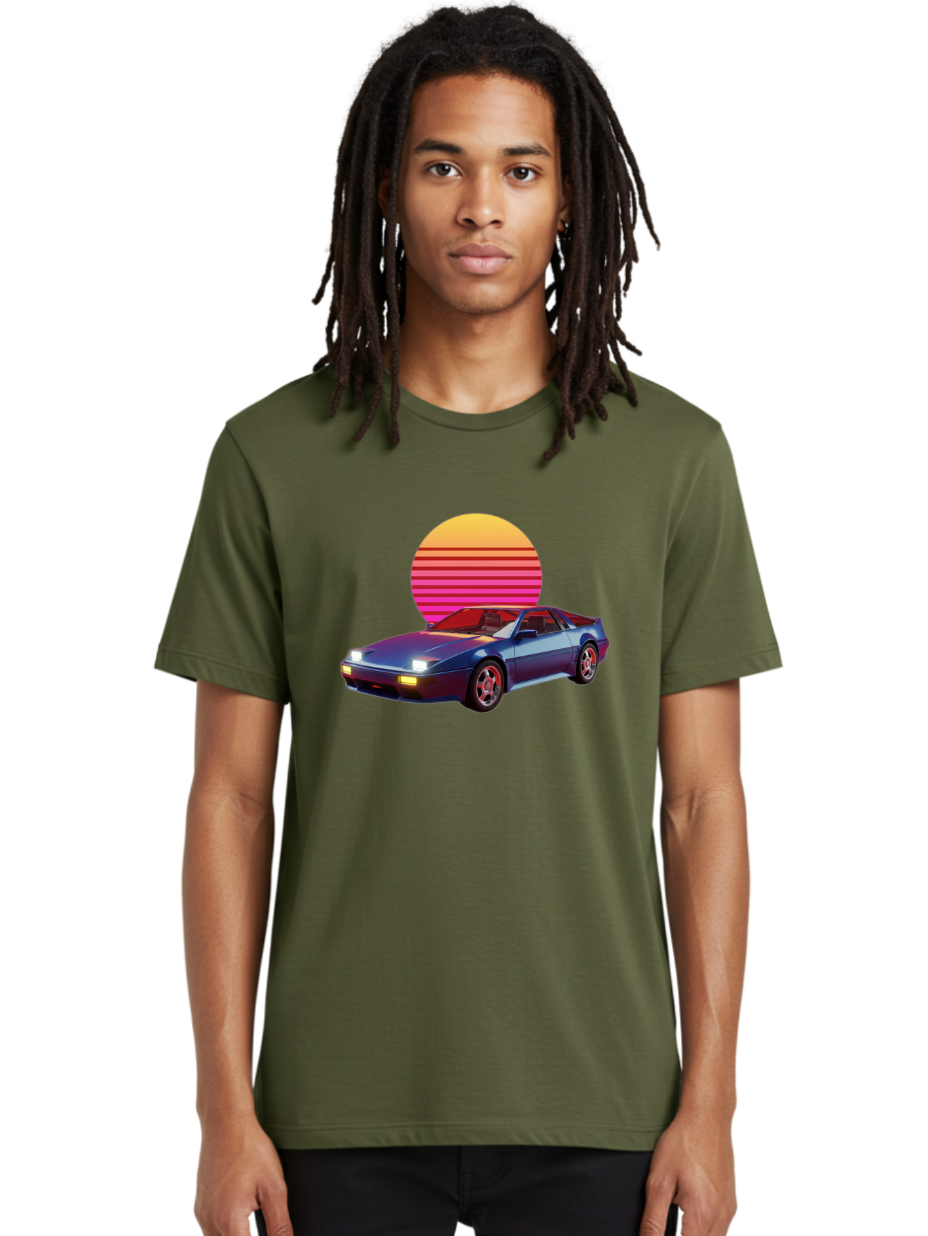 Lotus-Esprit Men'S Graphic Tee, 100% Cotton, Comfortable Casual Summer Wear, Machine Washable, Nissan 280Zx, Retro Futuristic Car, Sports Car, Vintage Automobile, Synthwave Art, Neon Lights, Gradient Sun, Retro Aesthetic, Synthwave Style Baa929 28