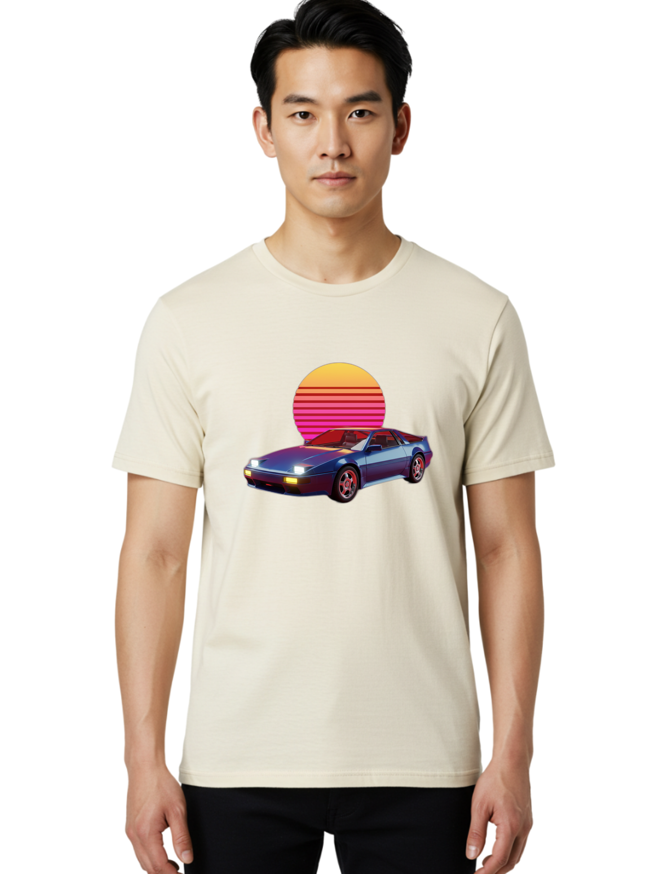 Lotus-Esprit Men'S Graphic Tee, 100% Cotton, Comfortable Casual Summer Wear, Machine Washable, Nissan 280Zx, Retro Futuristic Car, Sports Car, Vintage Automobile, Synthwave Art, Neon Lights, Gradient Sun, Retro Aesthetic, Synthwave Style Baa929 26