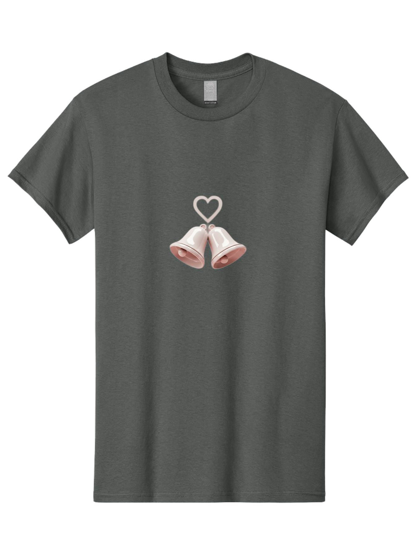 Love-Bells Men'S Graphic Tee, 100% Cotton, Comfortable Casual Summer Wear, Machine Washable, Pink Bells, Heart Shape, Love Symbol, Wedding Decoration, Romantic Theme, Valentine'S Day, Charming, Sweet, Pastel Colors Baa932 13