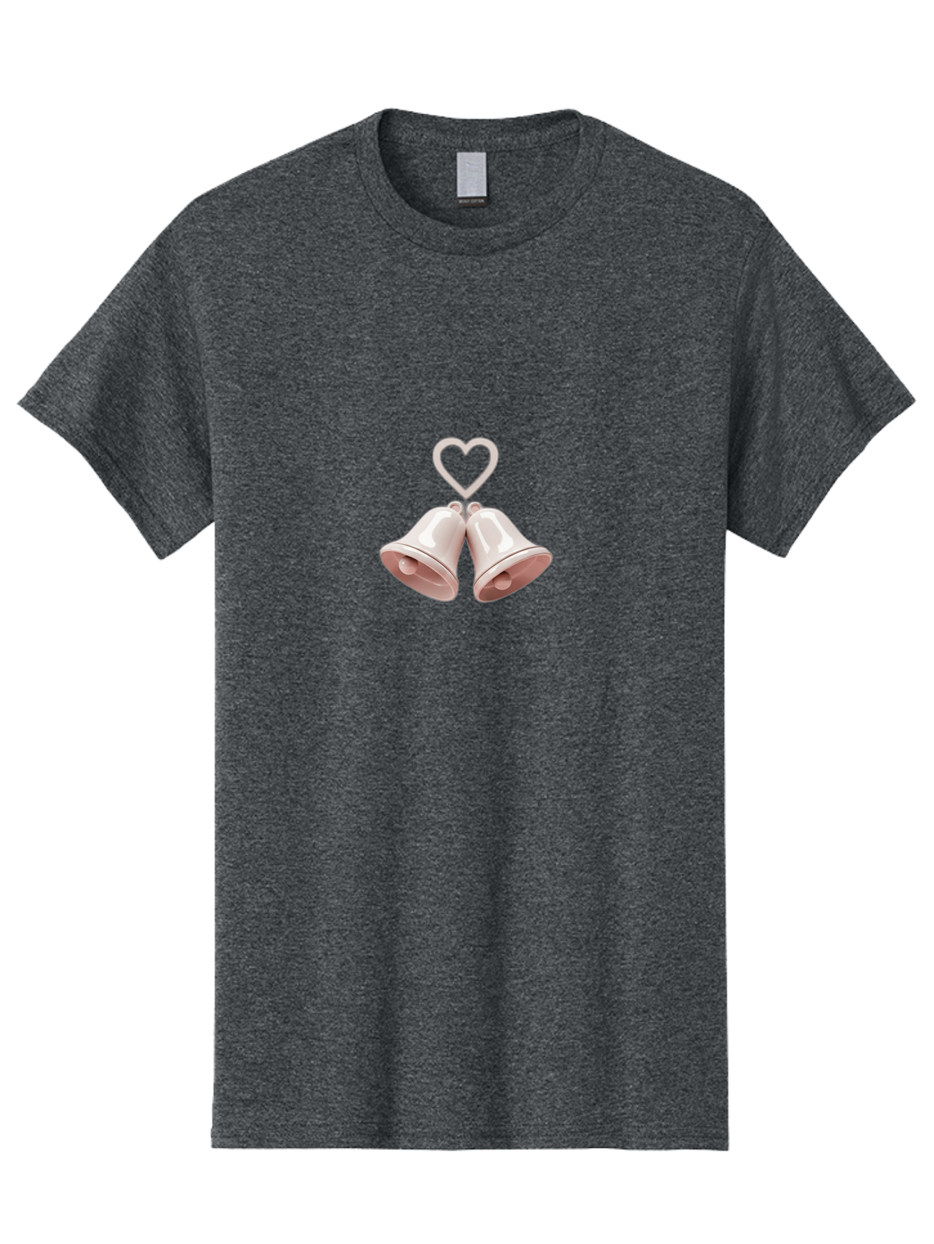Love-Bells Men'S Graphic Tee, 100% Cotton, Comfortable Casual Summer Wear, Machine Washable, Pink Bells, Heart Shape, Love Symbol, Wedding Decoration, Romantic Theme, Valentine'S Day, Charming, Sweet, Pastel Colors Baa932 9