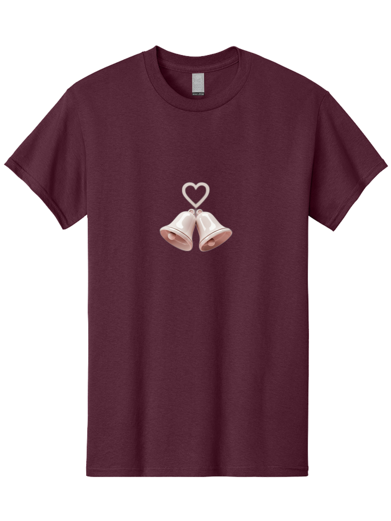 Love-Bells Men'S Graphic Tee, 100% Cotton, Comfortable Casual Summer Wear, Machine Washable, Pink Bells, Heart Shape, Love Symbol, Wedding Decoration, Romantic Theme, Valentine'S Day, Charming, Sweet, Pastel Colors Baa932 19