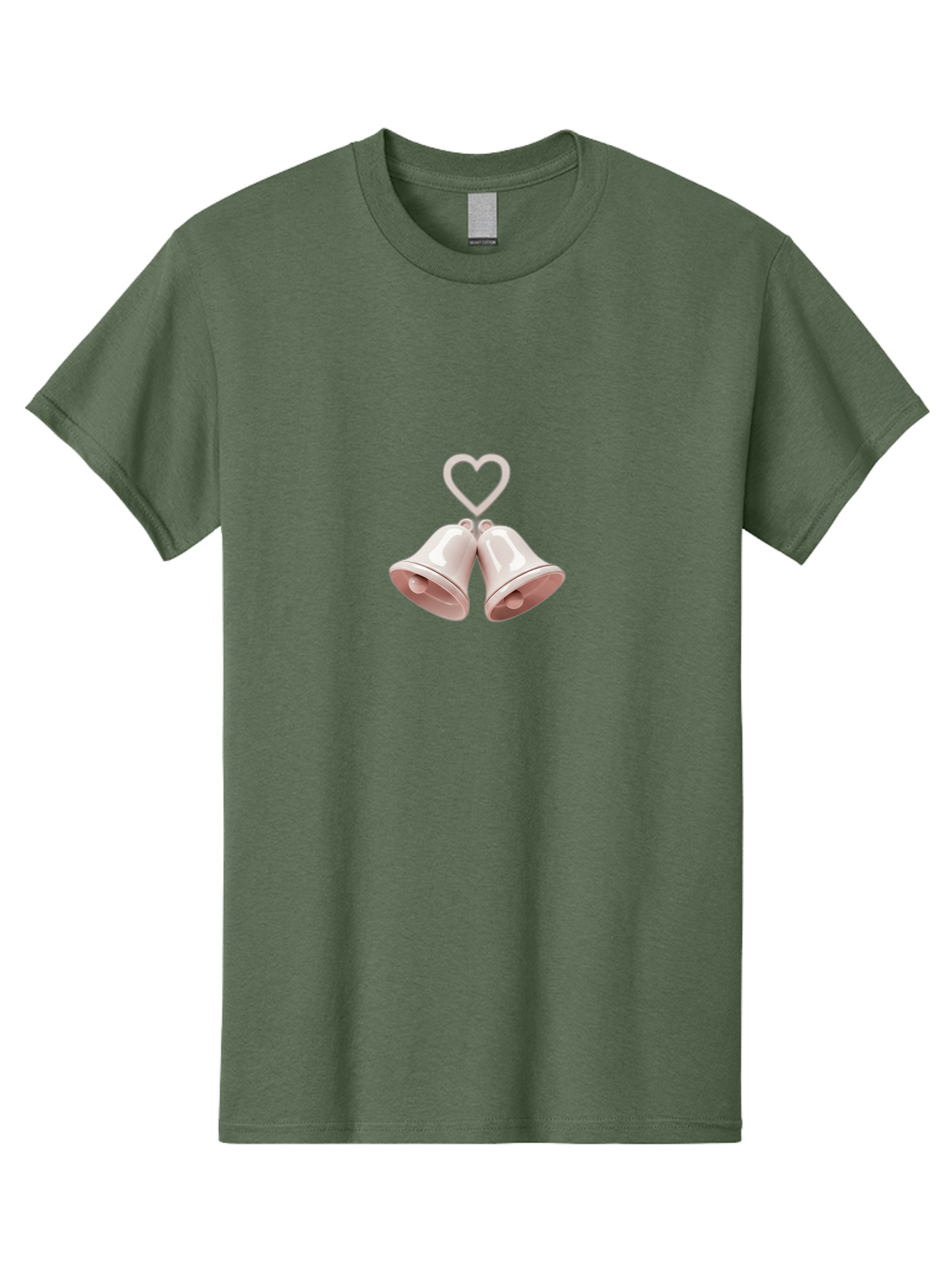 Love-Bells Men'S Graphic Tee, 100% Cotton, Comfortable Casual Summer Wear, Machine Washable, Pink Bells, Heart Shape, Love Symbol, Wedding Decoration, Romantic Theme, Valentine'S Day, Charming, Sweet, Pastel Colors Baa932 29