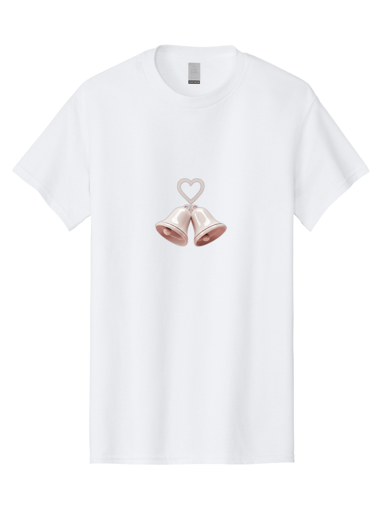 Love-Bells Men'S Graphic Tee, 100% Cotton, Comfortable Casual Summer Wear, Machine Washable, Pink Bells, Heart Shape, Love Symbol, Wedding Decoration, Romantic Theme, Valentine'S Day, Charming, Sweet, Pastel Colors Baa932 17