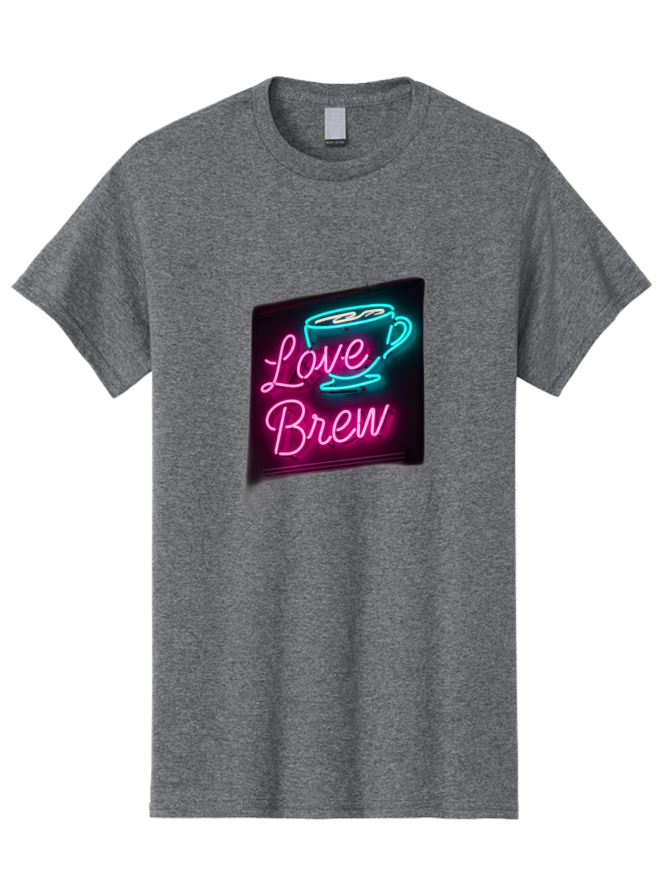 Love-Brew Men'S Graphic Tee, 100% Cotton, Comfortable Casual Summer Wear, Machine Washable, Neon Sign, Coffee Cup, Love Brew, Coffee Culture, Cafe Ambiance, Retro Advertisement, Nostalgic Decor, Coffee Lover, Vibrant Neon Lights, Baa933 29
