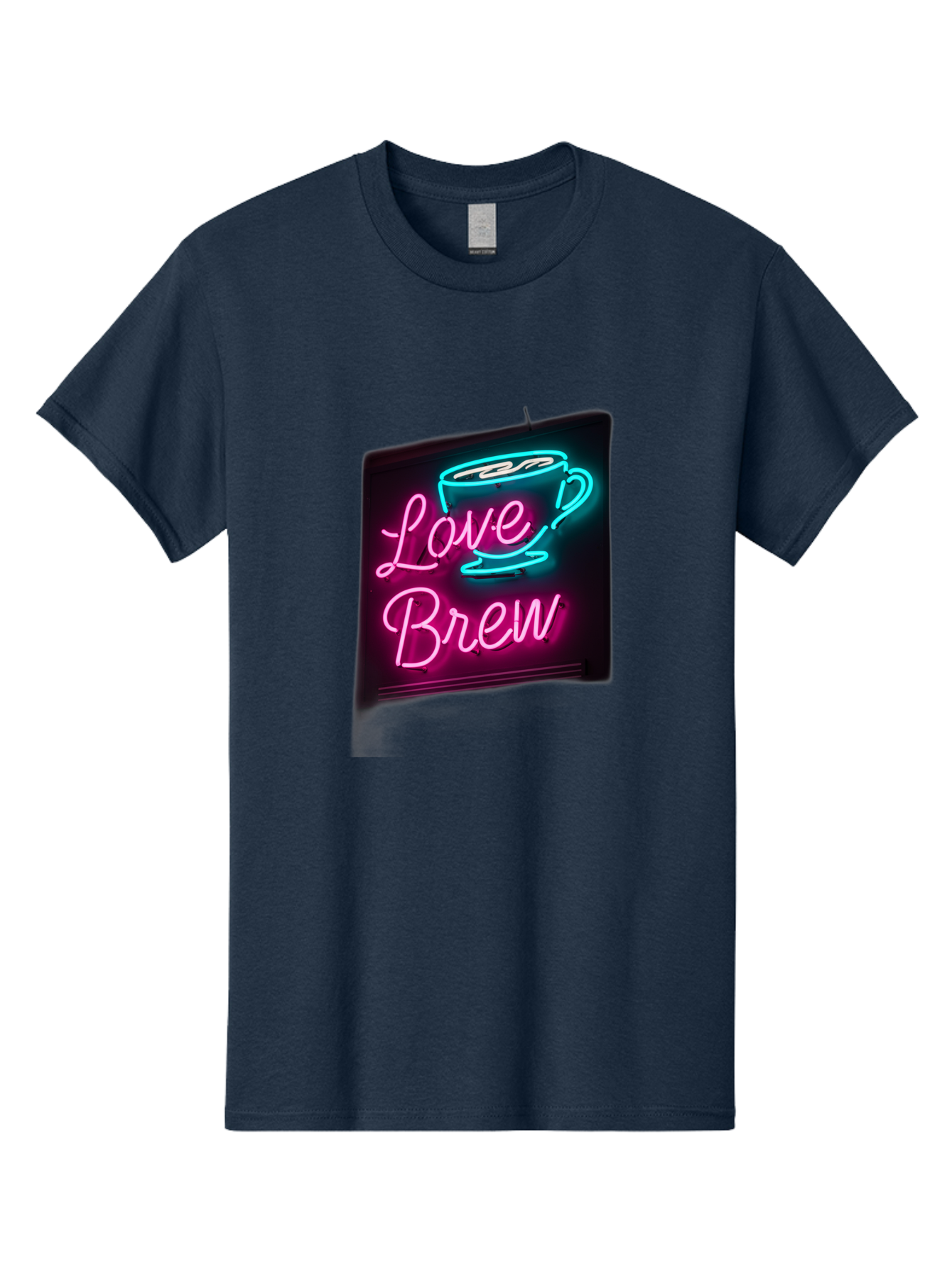 Love-Brew Men'S Graphic Tee, 100% Cotton, Comfortable Casual Summer Wear, Machine Washable, Neon Sign, Coffee Cup, Love Brew, Coffee Culture, Cafe Ambiance, Retro Advertisement, Nostalgic Decor, Coffee Lover, Vibrant Neon Lights, Baa933 13
