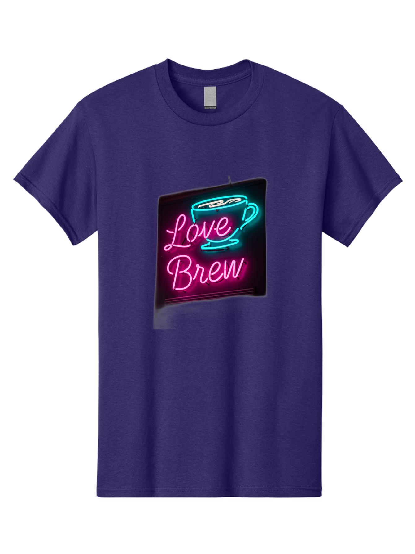 Love-Brew Men'S Graphic Tee, 100% Cotton, Comfortable Casual Summer Wear, Machine Washable, Neon Sign, Coffee Cup, Love Brew, Coffee Culture, Cafe Ambiance, Retro Advertisement, Nostalgic Decor, Coffee Lover, Vibrant Neon Lights, Baa933 19