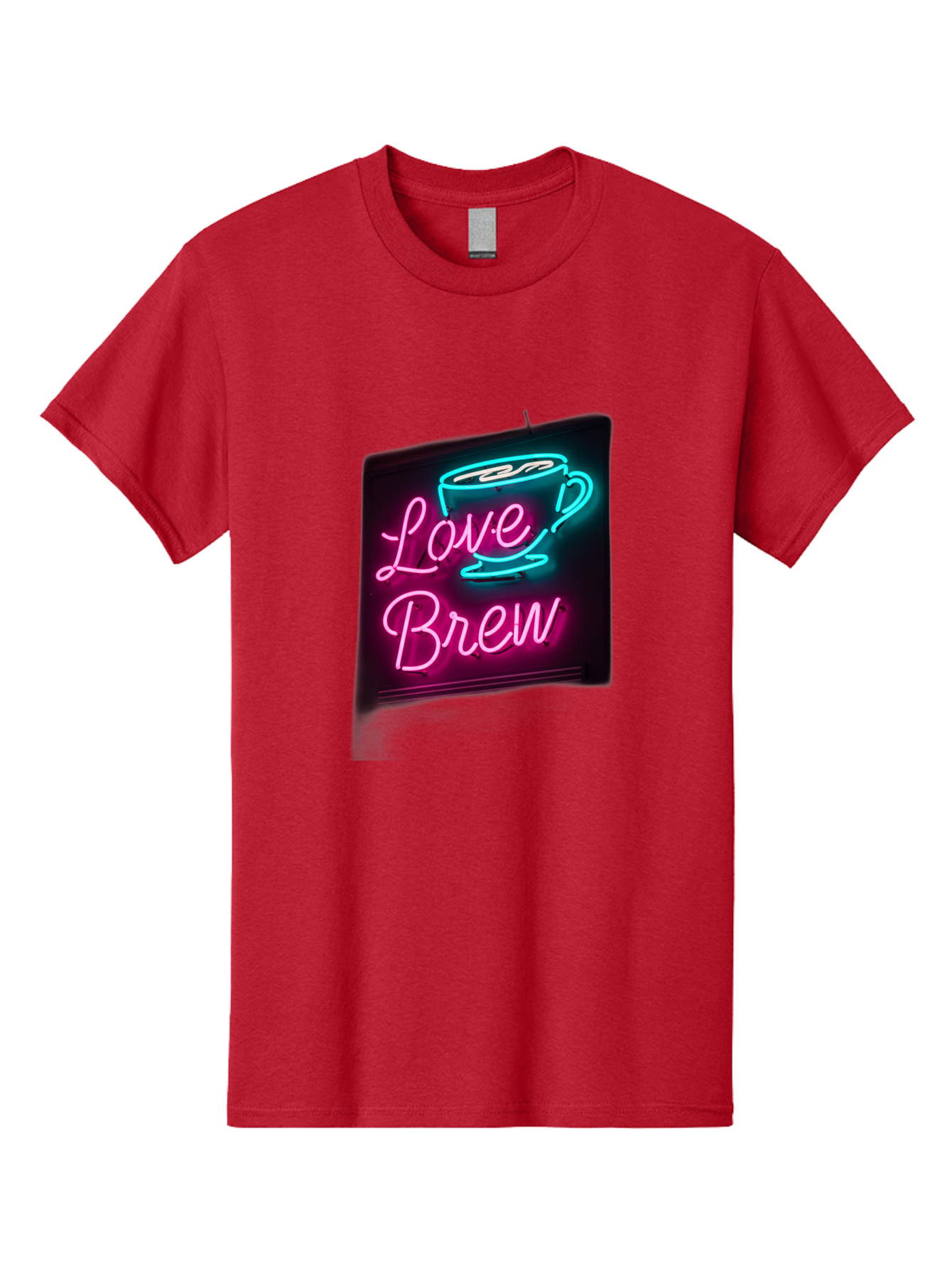 Love-Brew Men'S Graphic Tee, 100% Cotton, Comfortable Casual Summer Wear, Machine Washable, Neon Sign, Coffee Cup, Love Brew, Coffee Culture, Cafe Ambiance, Retro Advertisement, Nostalgic Decor, Coffee Lover, Vibrant Neon Lights, Baa933 15