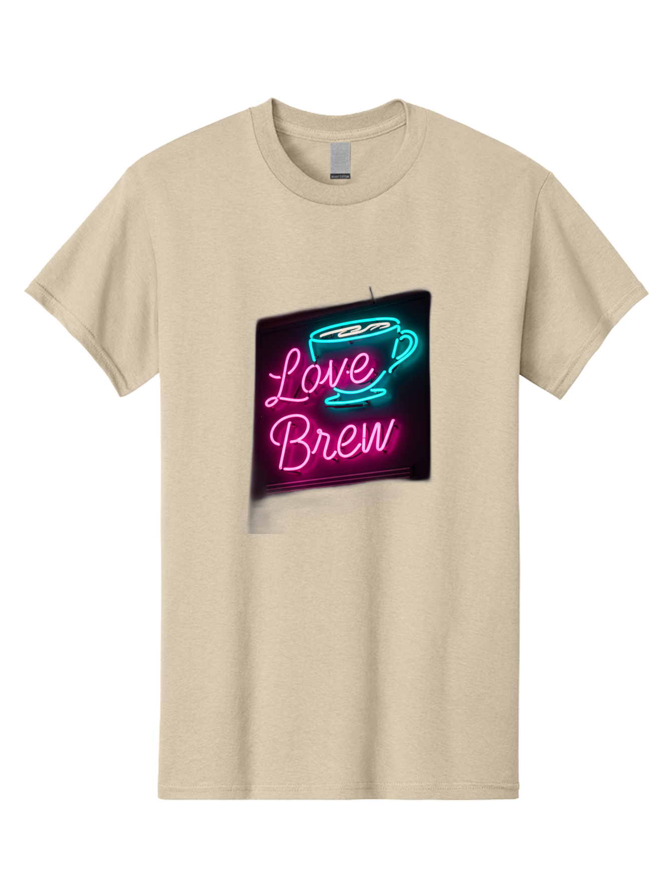 Love-Brew Men'S Graphic Tee, 100% Cotton, Comfortable Casual Summer Wear, Machine Washable, Neon Sign, Coffee Cup, Love Brew, Coffee Culture, Cafe Ambiance, Retro Advertisement, Nostalgic Decor, Coffee Lover, Vibrant Neon Lights, Baa933 17