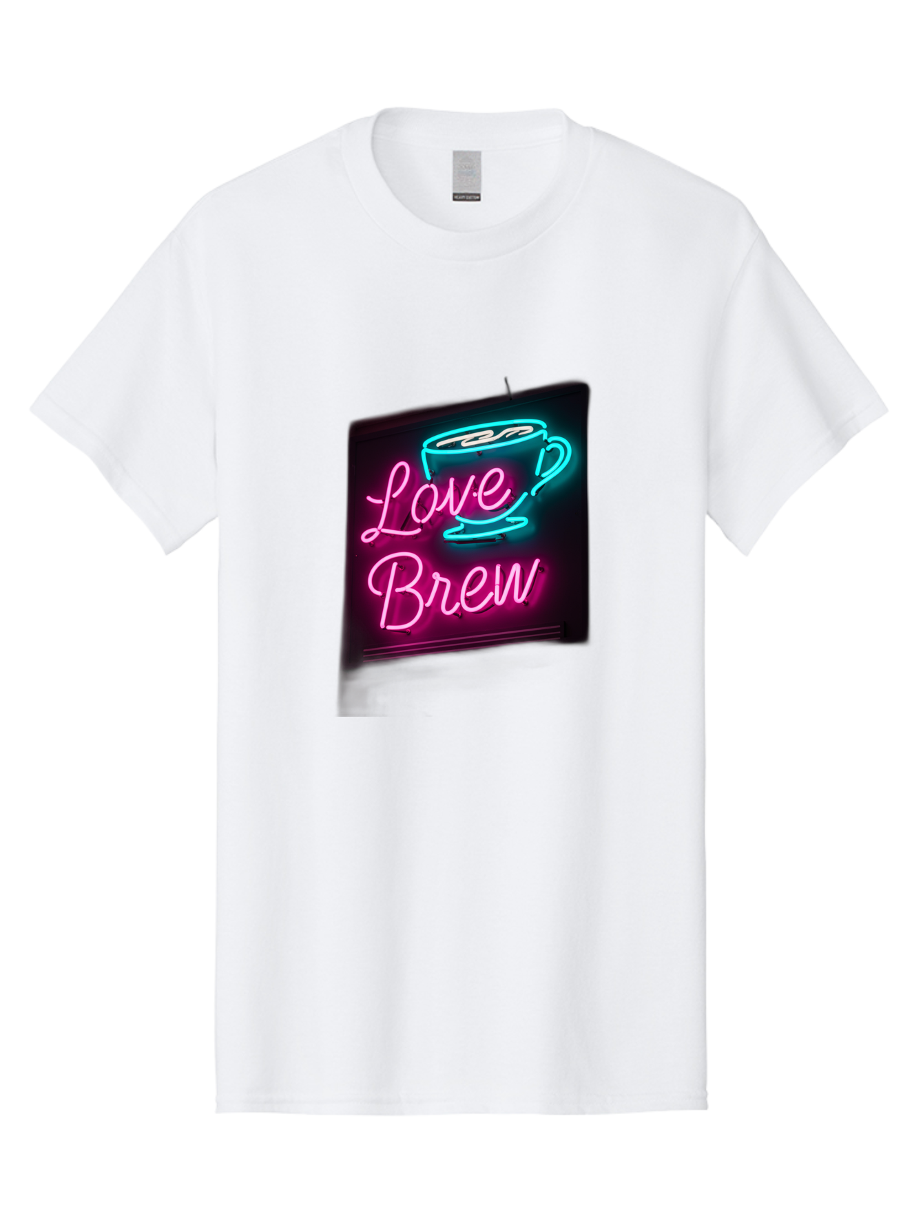 Love-Brew Men'S Graphic Tee, 100% Cotton, Comfortable Casual Summer Wear, Machine Washable, Neon Sign, Coffee Cup, Love Brew, Coffee Culture, Cafe Ambiance, Retro Advertisement, Nostalgic Decor, Coffee Lover, Vibrant Neon Lights, Baa933 25