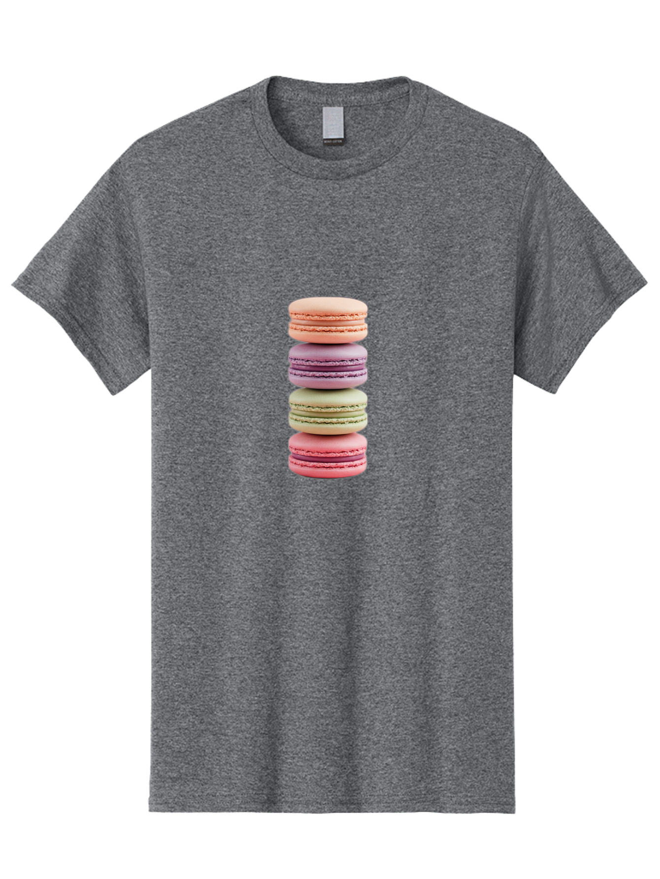 Macaron-Stack Men'S Graphic Tee, 100% Cotton, Comfortable Casual Summer Wear, Machine Washable, Colorful Macarons, Pastel Colors, Sweet Treats, Stacked Macarons, Macaron Tower, French Dessert, Baked Goods, Delicate Cookies, Sweet Indulgence, Baa938 13
