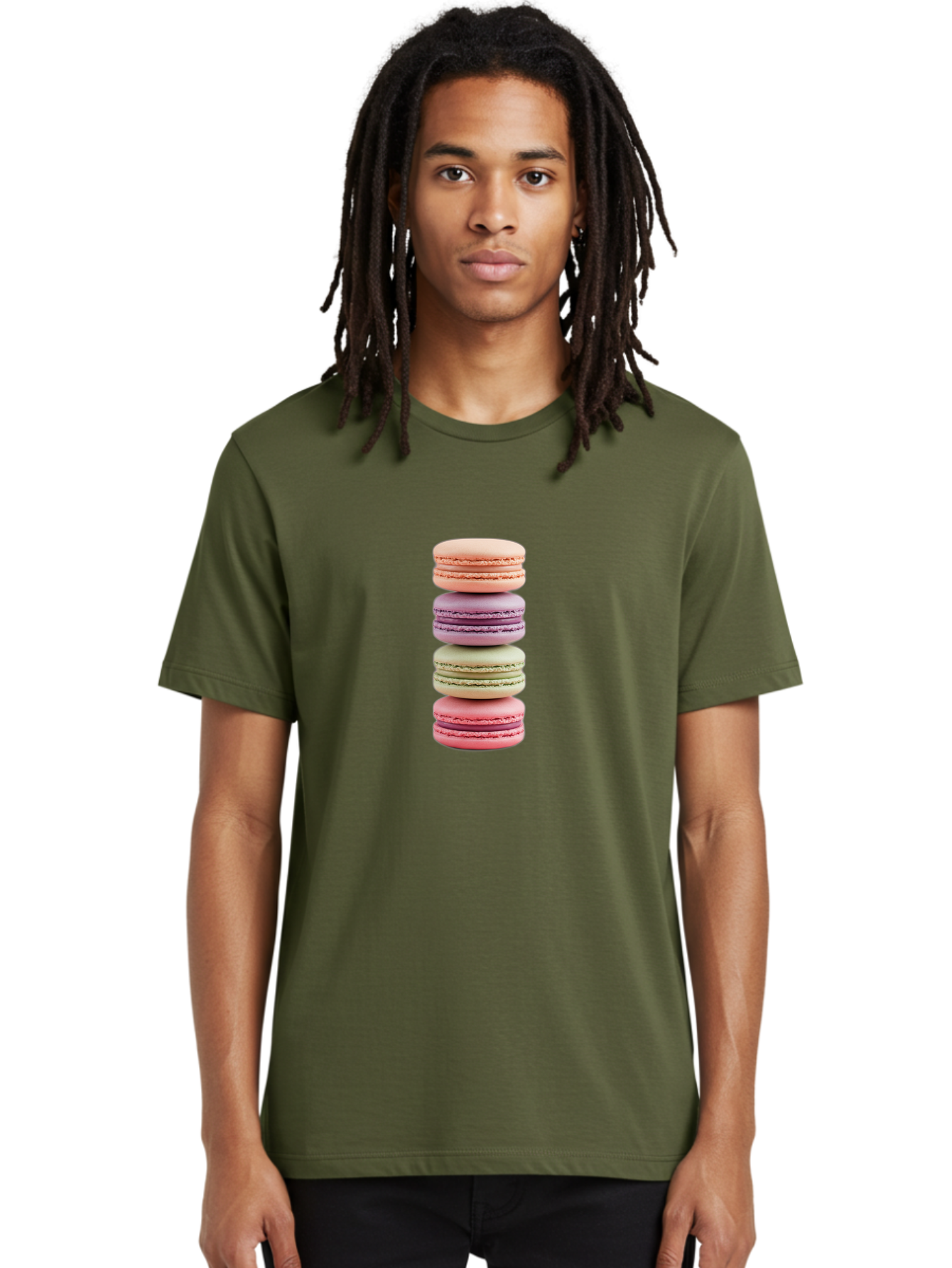 Macaron-Stack Men'S Graphic Tee, 100% Cotton, Comfortable Casual Summer Wear, Machine Washable, Colorful Macarons, Pastel Colors, Sweet Treats, Stacked Macarons, Macaron Tower, French Dessert, Baked Goods, Delicate Cookies, Sweet Indulgence, Baa938 20