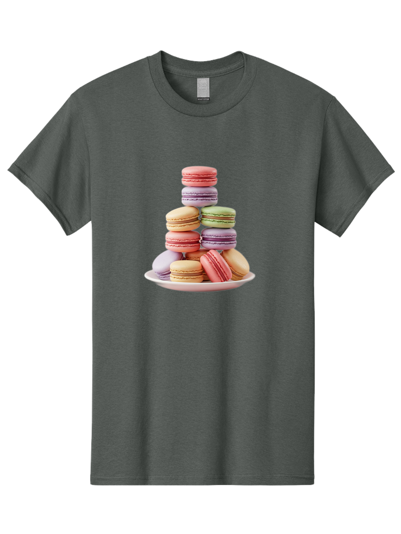 Macaron-Tower Men'S Graphic Tee, 100% Cotton, Comfortable Casual Summer Wear, Machine Washable, Colorful Macarons, Pastel Colors, Dessert Tower, French Patisserie, Sweet Treats, Macaron Stack, Vibrant Hues, Delicate Meringue, Baked Goods, Baa941 5