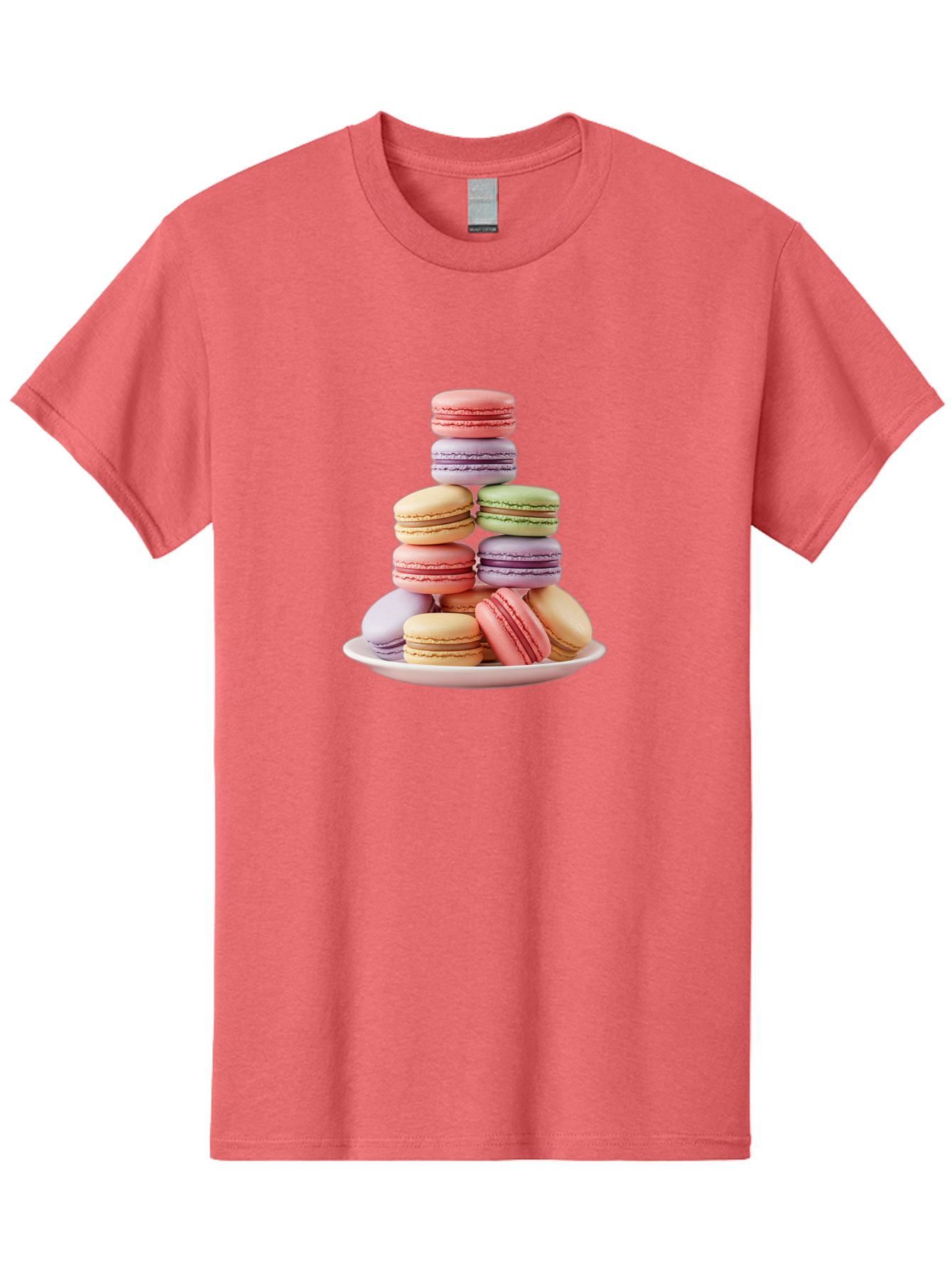 Macaron-Tower Men'S Graphic Tee, 100% Cotton, Comfortable Casual Summer Wear, Machine Washable, Colorful Macarons, Pastel Colors, Dessert Tower, French Patisserie, Sweet Treats, Macaron Stack, Vibrant Hues, Delicate Meringue, Baked Goods, Baa941 9