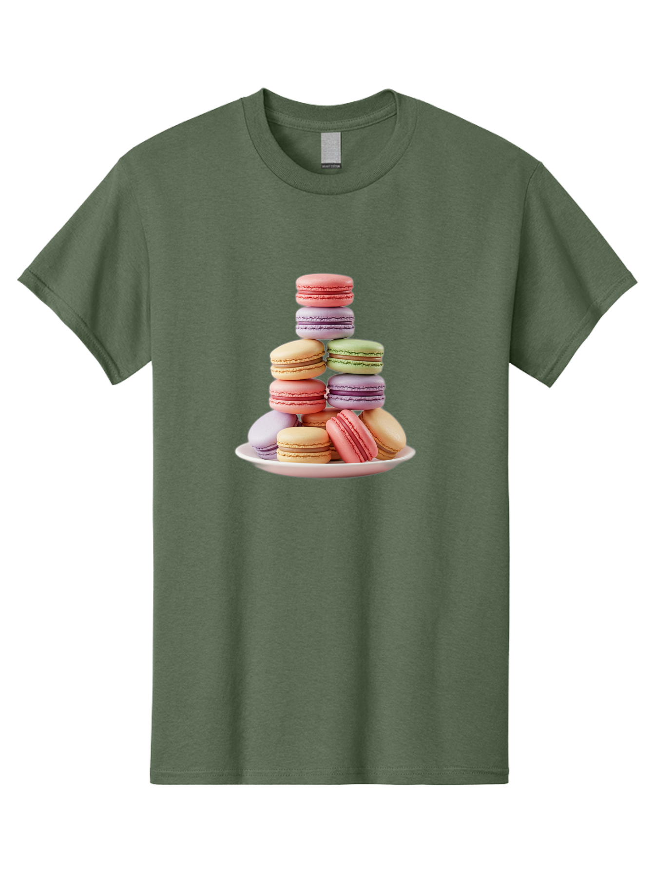 Macaron-Tower Men'S Graphic Tee, 100% Cotton, Comfortable Casual Summer Wear, Machine Washable, Colorful Macarons, Pastel Colors, Dessert Tower, French Patisserie, Sweet Treats, Macaron Stack, Vibrant Hues, Delicate Meringue, Baked Goods, Baa941 17