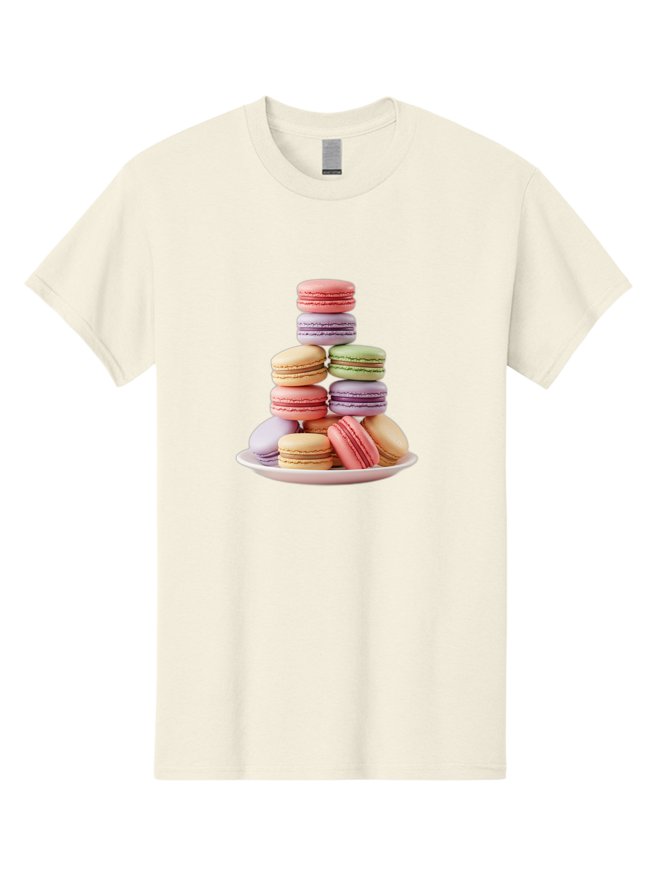 Macaron-Tower Men'S Graphic Tee, 100% Cotton, Comfortable Casual Summer Wear, Machine Washable, Colorful Macarons, Pastel Colors, Dessert Tower, French Patisserie, Sweet Treats, Macaron Stack, Vibrant Hues, Delicate Meringue, Baked Goods, Baa941 27