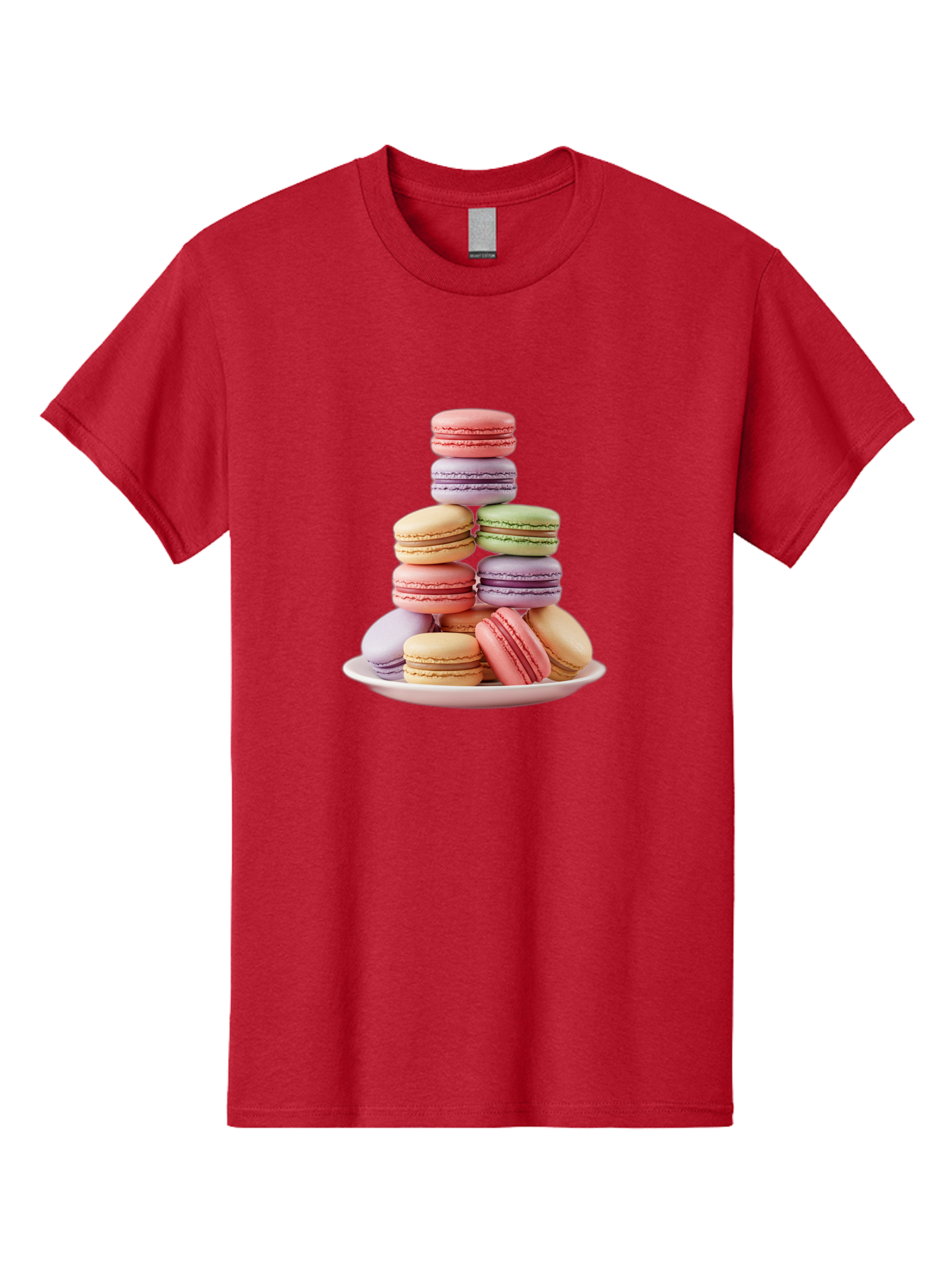 Macaron-Tower Men'S Graphic Tee, 100% Cotton, Comfortable Casual Summer Wear, Machine Washable, Colorful Macarons, Pastel Colors, Dessert Tower, French Patisserie, Sweet Treats, Macaron Stack, Vibrant Hues, Delicate Meringue, Baked Goods, Baa941 19