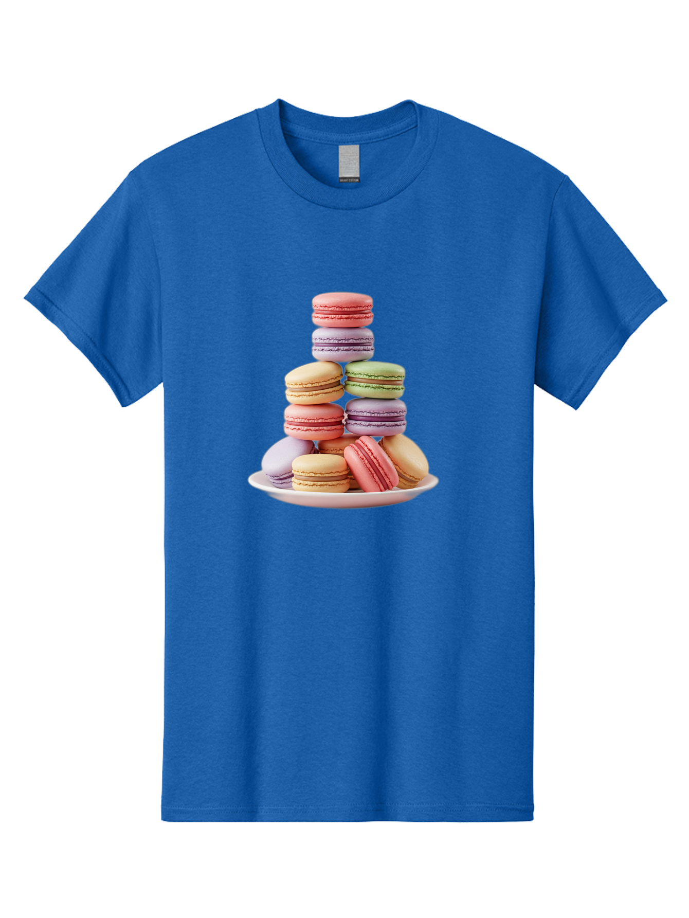 Macaron-Tower Men'S Graphic Tee, 100% Cotton, Comfortable Casual Summer Wear, Machine Washable, Colorful Macarons, Pastel Colors, Dessert Tower, French Patisserie, Sweet Treats, Macaron Stack, Vibrant Hues, Delicate Meringue, Baked Goods, Baa941 7