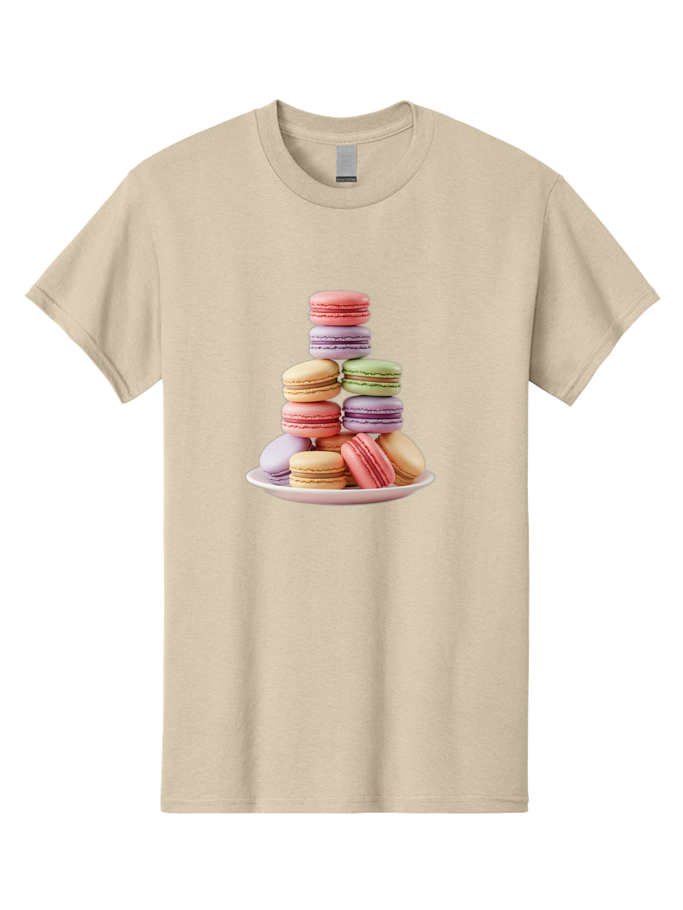 Macaron-Tower Men'S Graphic Tee, 100% Cotton, Comfortable Casual Summer Wear, Machine Washable, Colorful Macarons, Pastel Colors, Dessert Tower, French Patisserie, Sweet Treats, Macaron Stack, Vibrant Hues, Delicate Meringue, Baked Goods, Baa941 29