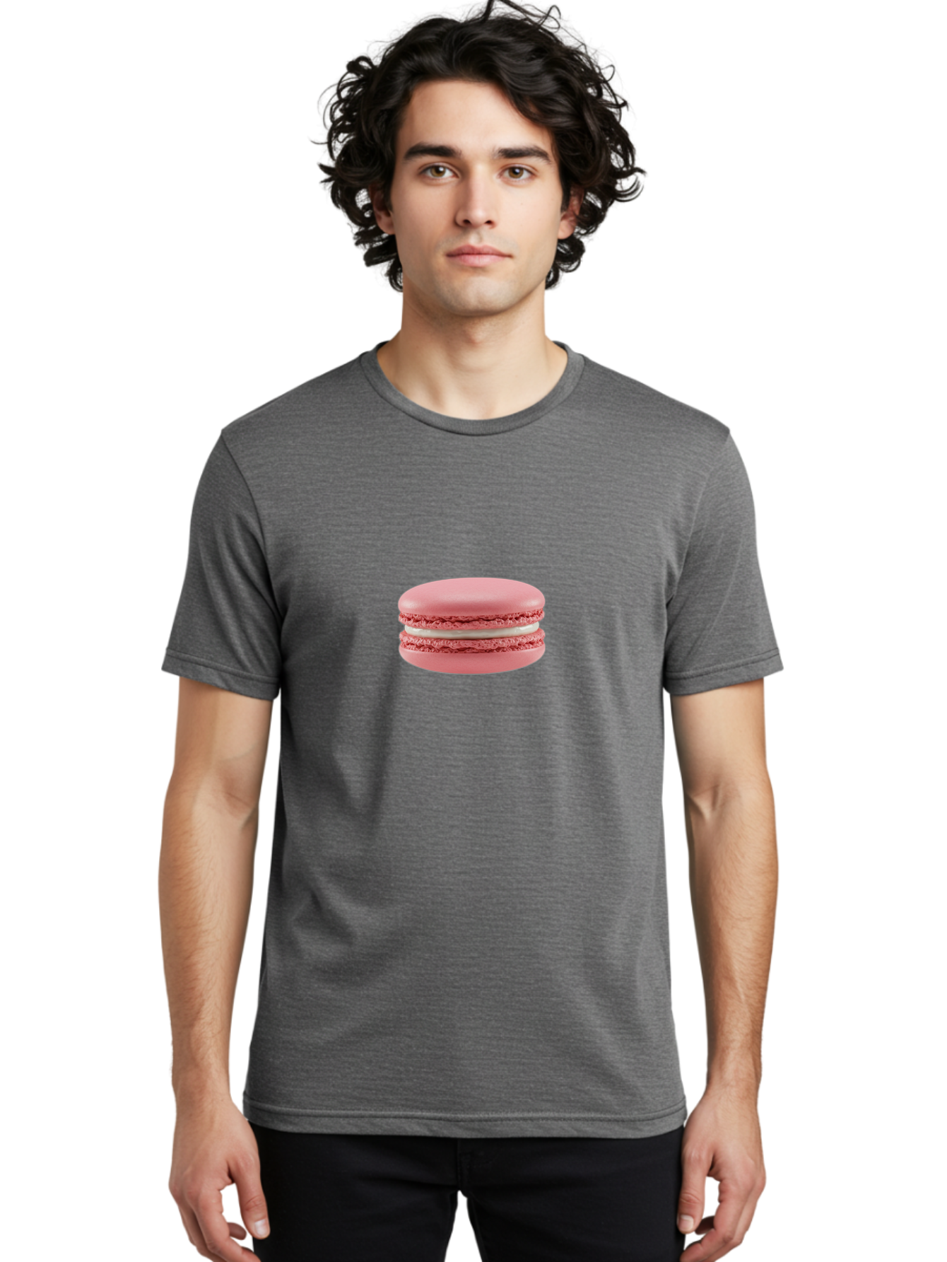 Macaron Men'S Graphic Tee, 100% Cotton, Comfortable Casual Summer Wear, Machine Washable, Pink Macaron, French Dessert, Sweet Treat, Meringue-Based Cookie, Creamy Filling, Delicate Texture, Pastel Colors, Bakery Delights, Sweet Indulgence, Baa942 20