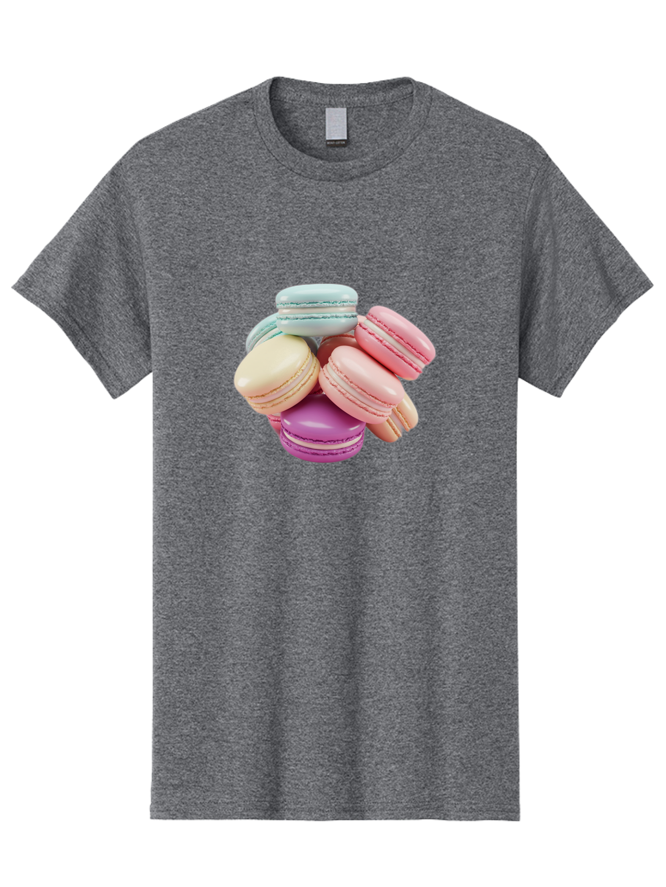 Macarons-11 Men'S Graphic Tee, 100% Cotton, Comfortable Casual Summer Wear, Machine Washable, Colorful Macarons, Pastel-Colored Desserts, Sweet Treats, French Patisserie, Delicate Meringue-Based Cookies, Creamy Fillings, Vibrant Colors, Baa945 11
