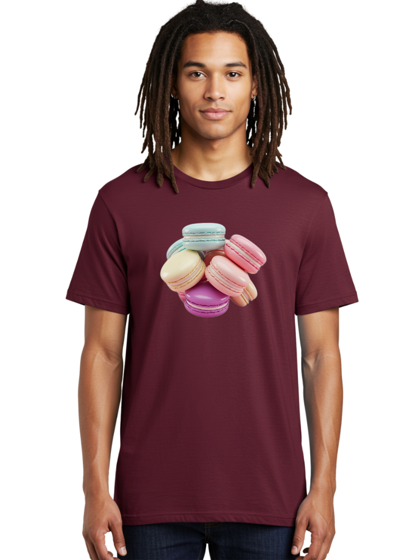 Macarons-11 Men'S Graphic Tee, 100% Cotton, Comfortable Casual Summer Wear, Machine Washable, Colorful Macarons, Pastel-Colored Desserts, Sweet Treats, French Patisserie, Delicate Meringue-Based Cookies, Creamy Fillings, Vibrant Colors, Baa945 20