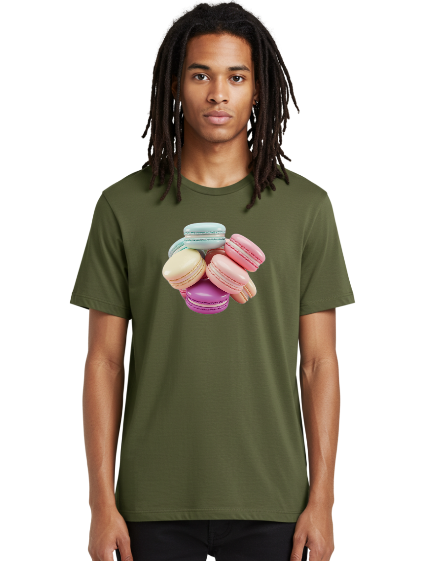 Macarons-11 Men'S Graphic Tee, 100% Cotton, Comfortable Casual Summer Wear, Machine Washable, Colorful Macarons, Pastel-Colored Desserts, Sweet Treats, French Patisserie, Delicate Meringue-Based Cookies, Creamy Fillings, Vibrant Colors, Baa945 22